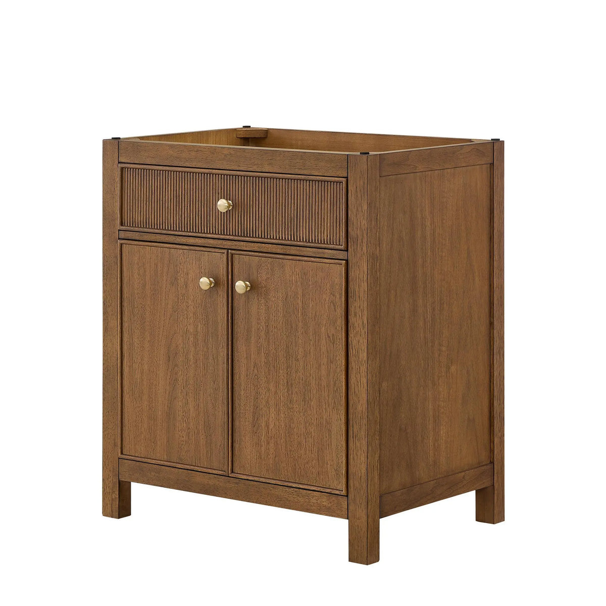 30" Rian Single Bathroom Vanity Toasted Walnut Satin Bronze Trim by wyndham View 19