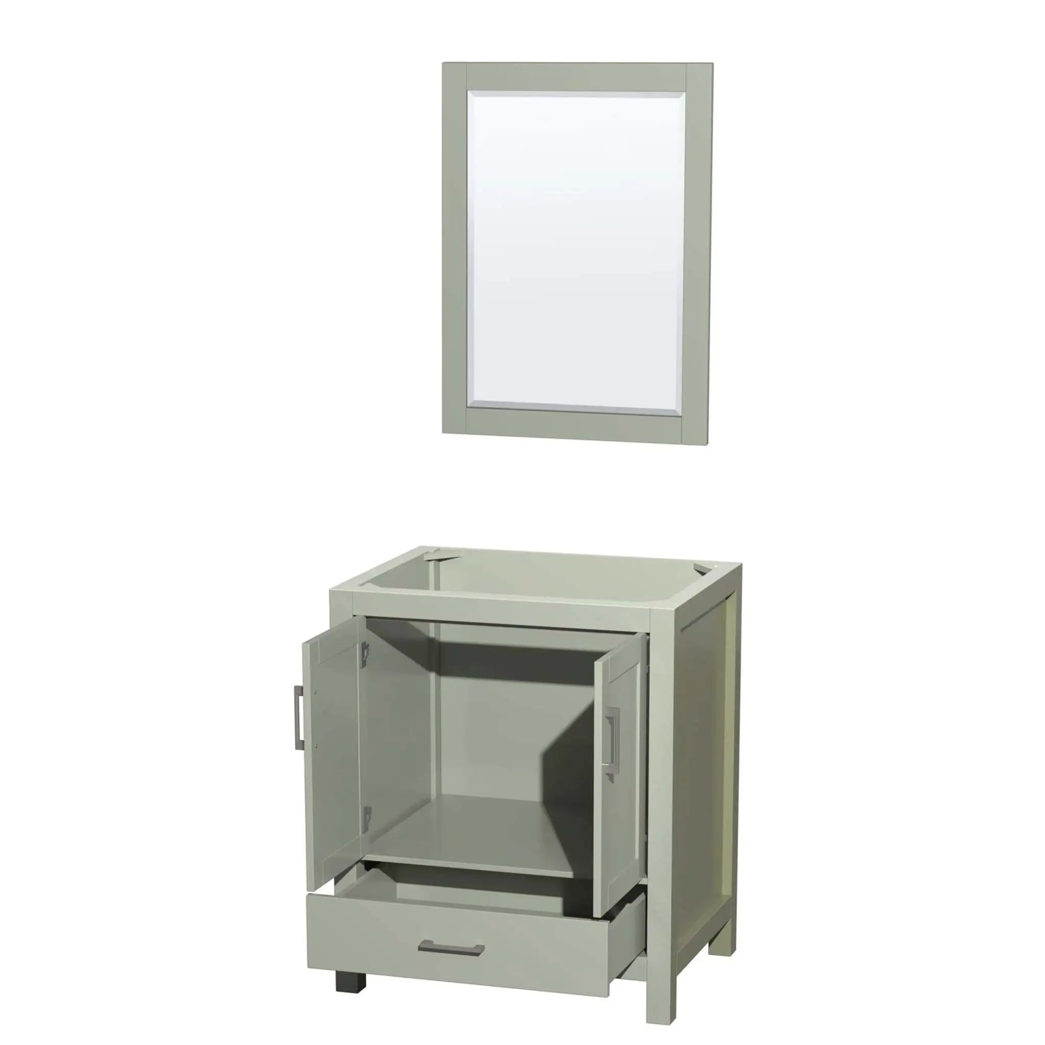 30" Sheffield 30 inch Single Bathroom Vanity in Light Green with Brushed Nickel Trim & 24" Mirror by Wyndham