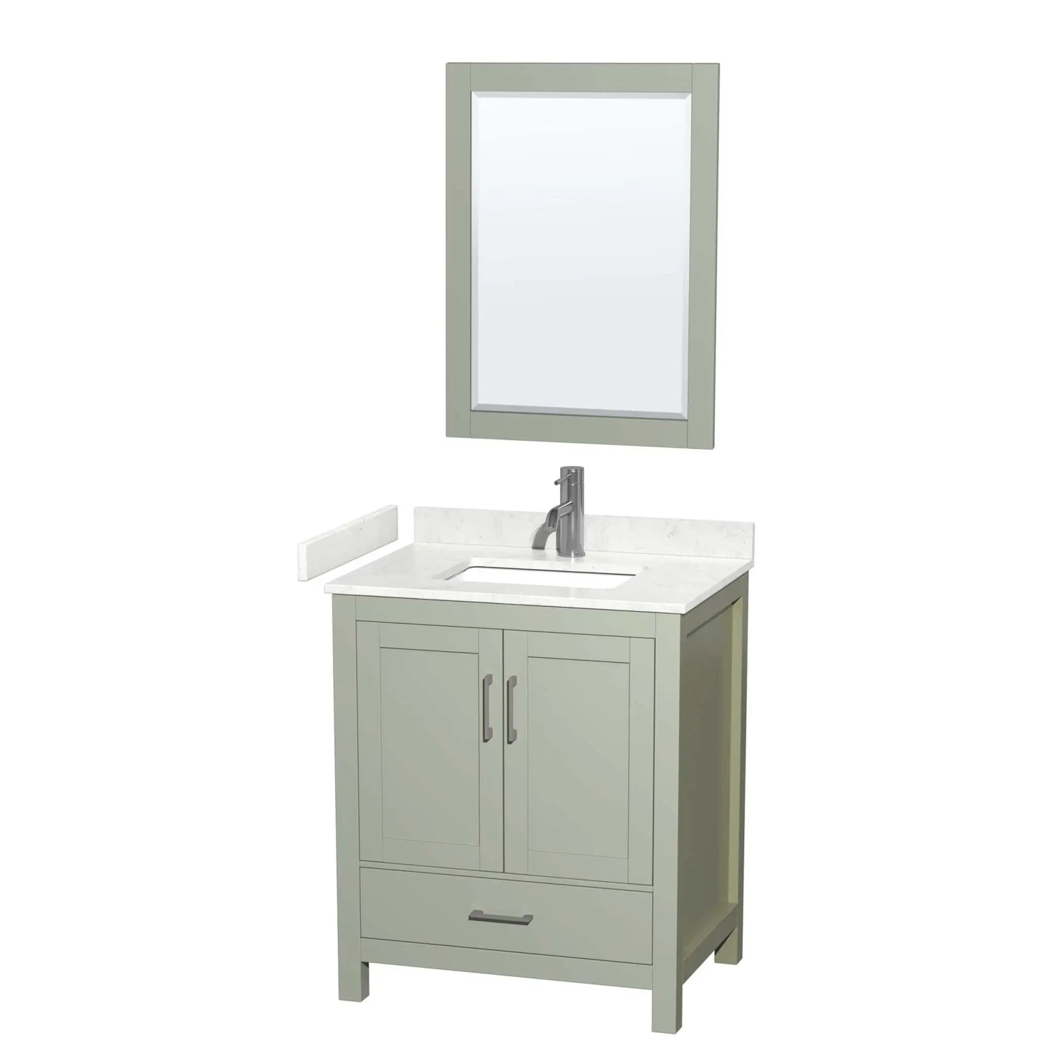 30" Sheffield 30 inch Single Bathroom Vanity in Light Green with Brushed Nickel Trim & 24" Mirror by Wyndham