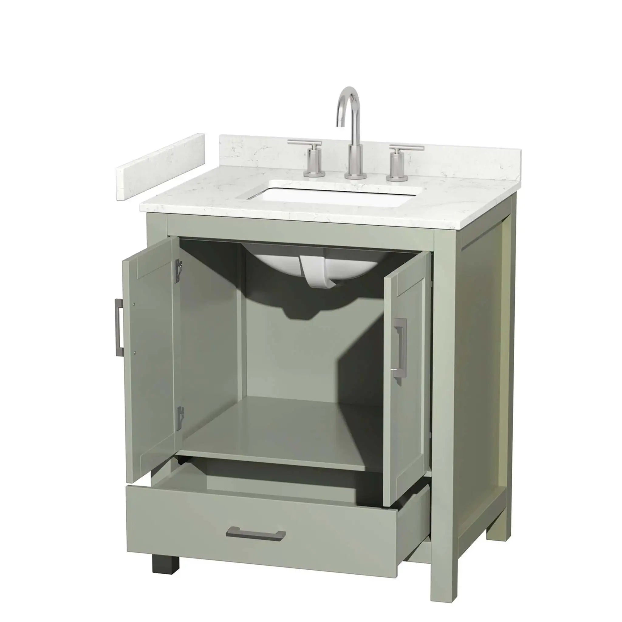30" Sheffield 30 inch Single Bathroom Vanity in Light Green with Brushed Nickel Trim by Wyndham