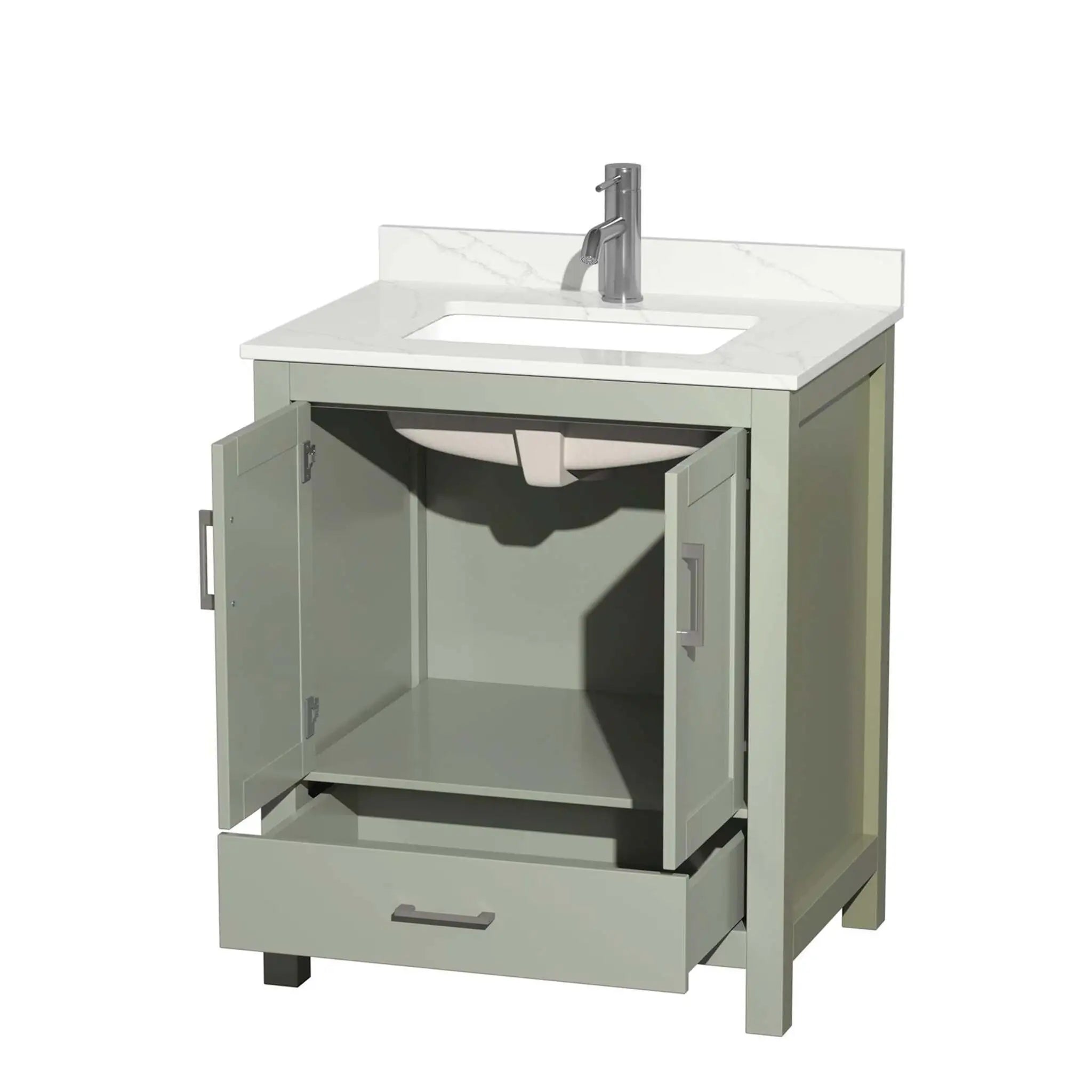 30" Sheffield 30 inch Single Bathroom Vanity in Light Green with Brushed Nickel Trim by Wyndham