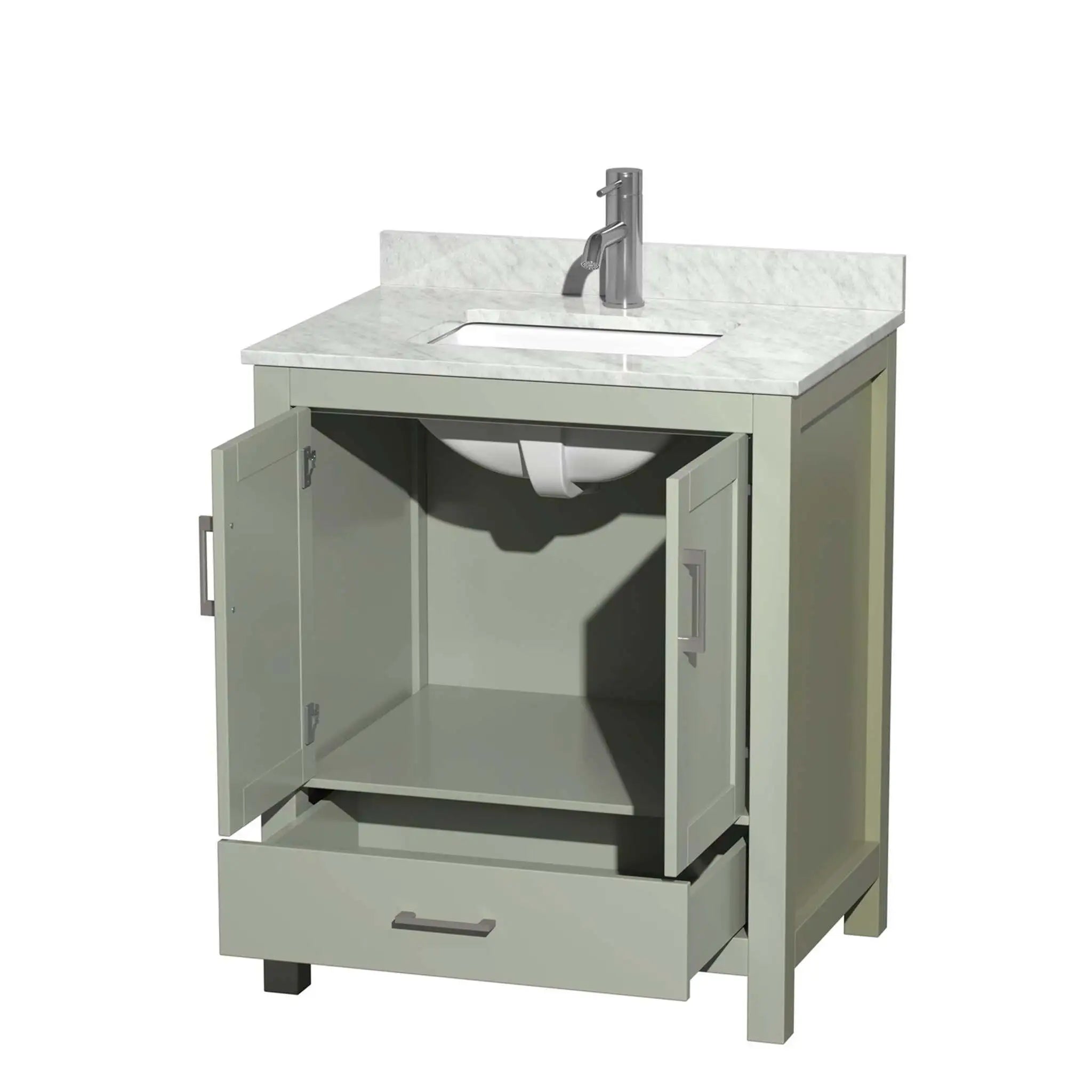 30" Sheffield 30 inch Single Bathroom Vanity in Light Green with Brushed Nickel Trim by Wyndham
