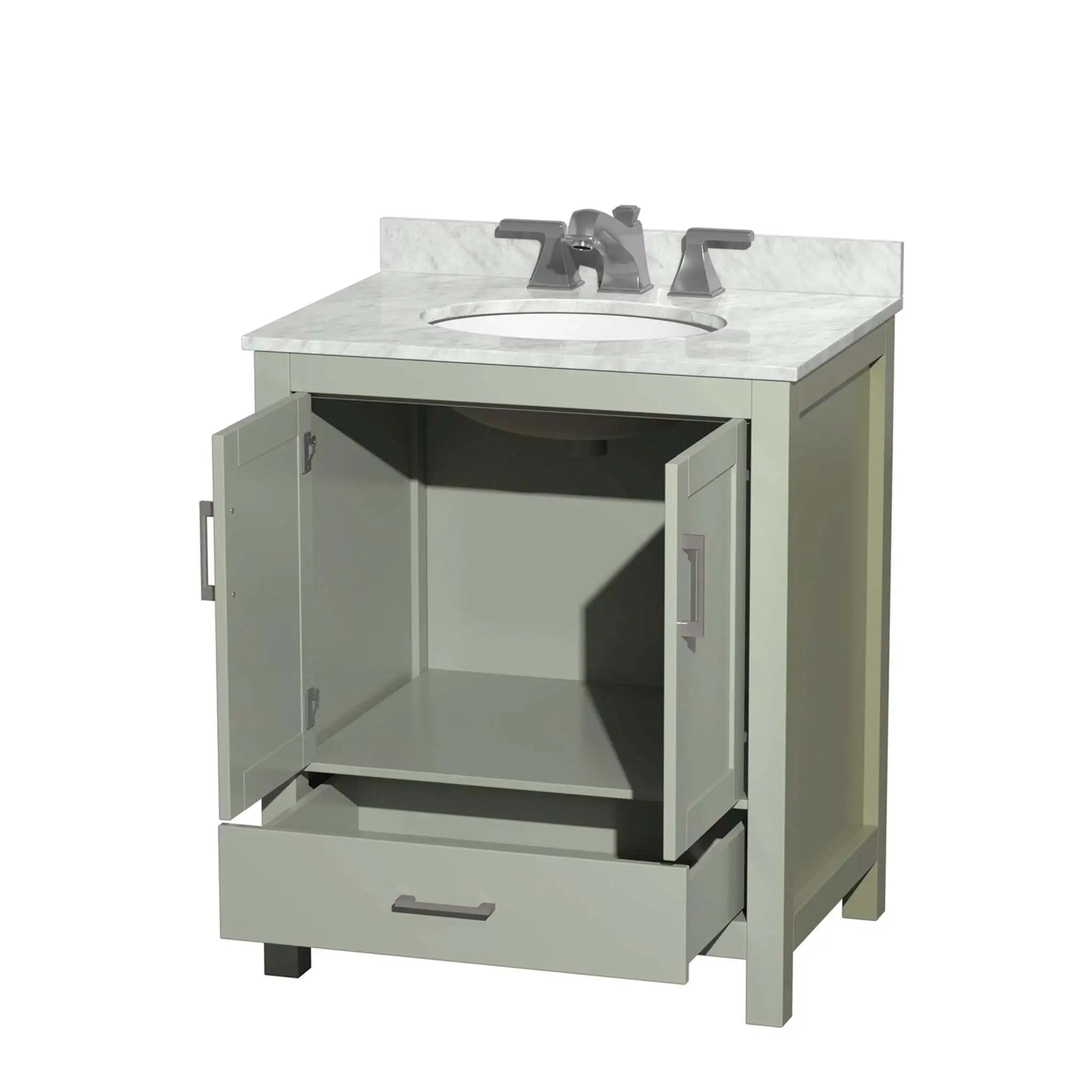 30" Sheffield 30 inch Single Bathroom Vanity in Light Green with Brushed Nickel Trim by Wyndham