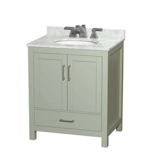 30" Sheffield 30 inch Single Bathroom Vanity in Light Green with Brushed Nickel Trim by Wyndham