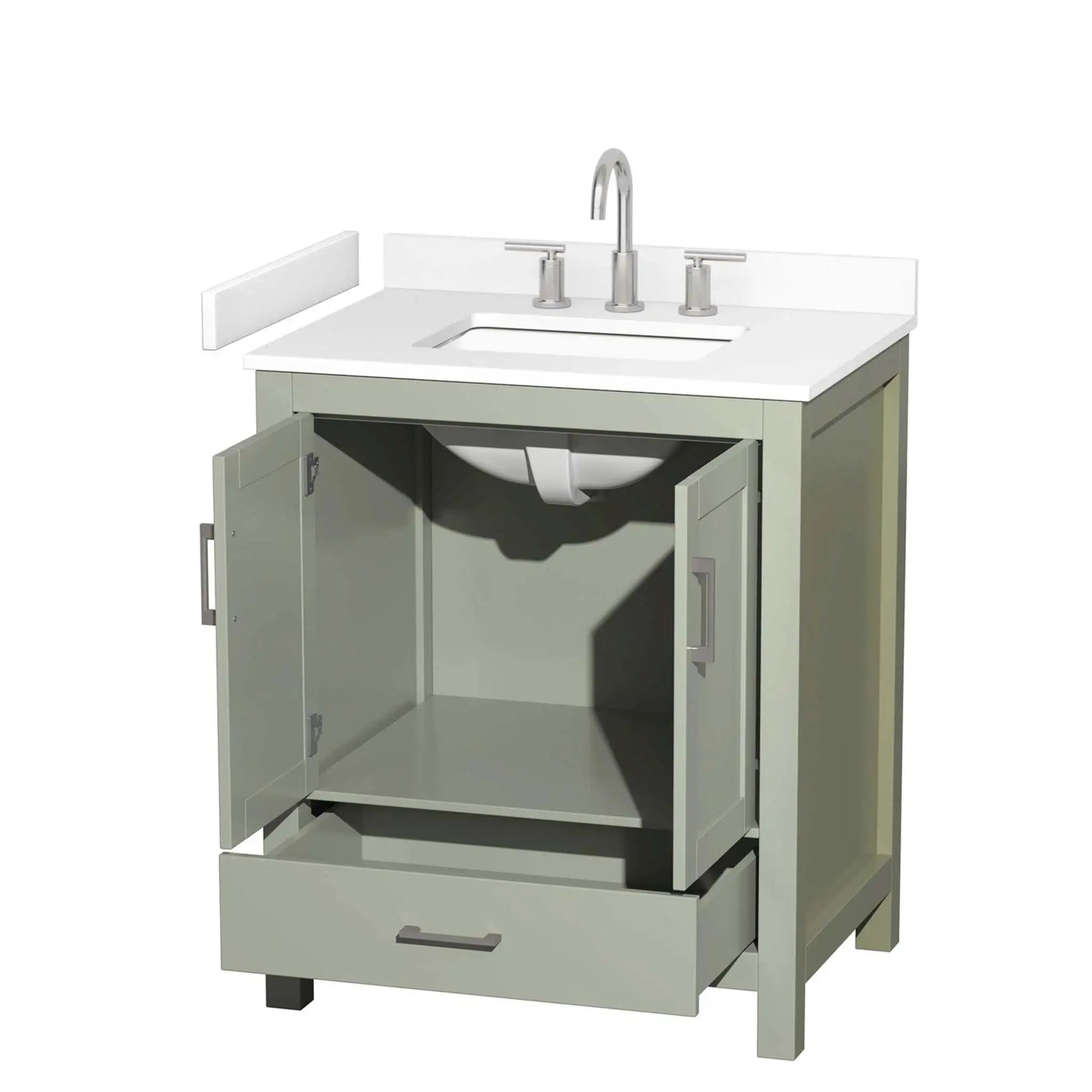 30" Sheffield 30 inch Single Bathroom Vanity in Light Green with Brushed Nickel Trim by Wyndham