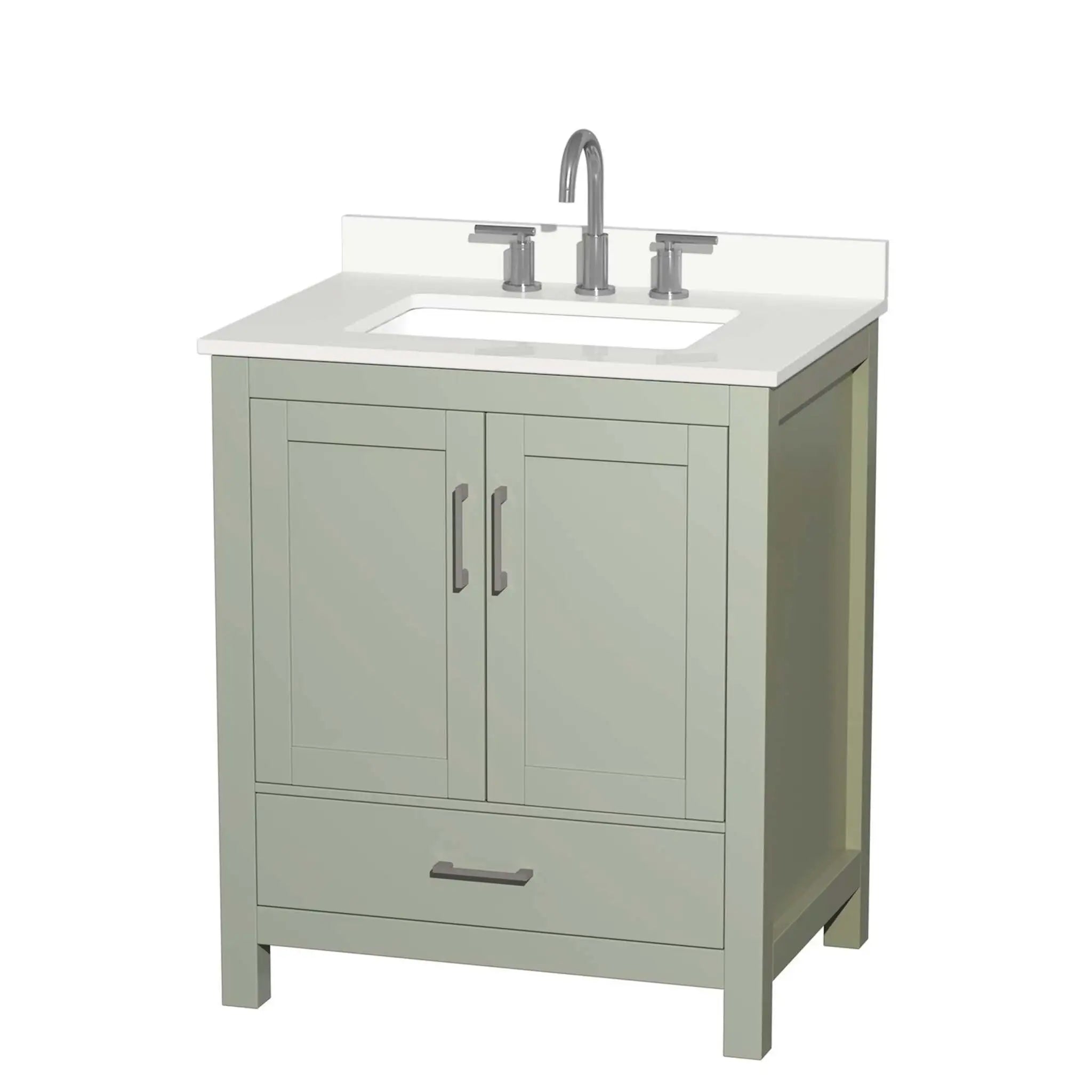 30" Sheffield 30 inch Single Bathroom Vanity in Light Green with Brushed Nickel Trim by Wyndham