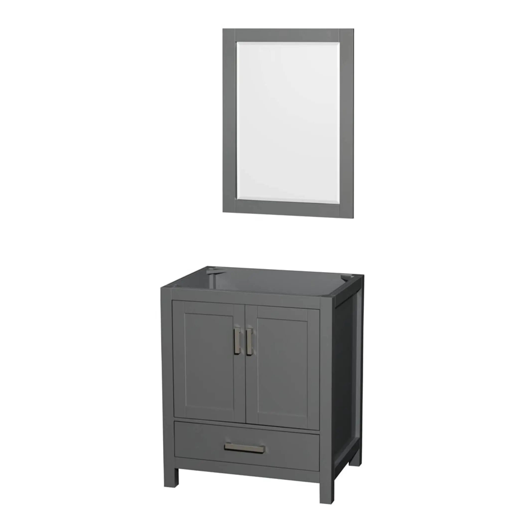 30" Sheffield Single Bathroom Vanity in Dark Gray with Brushed Chrome Trim & 24" Mirror by Wyndham