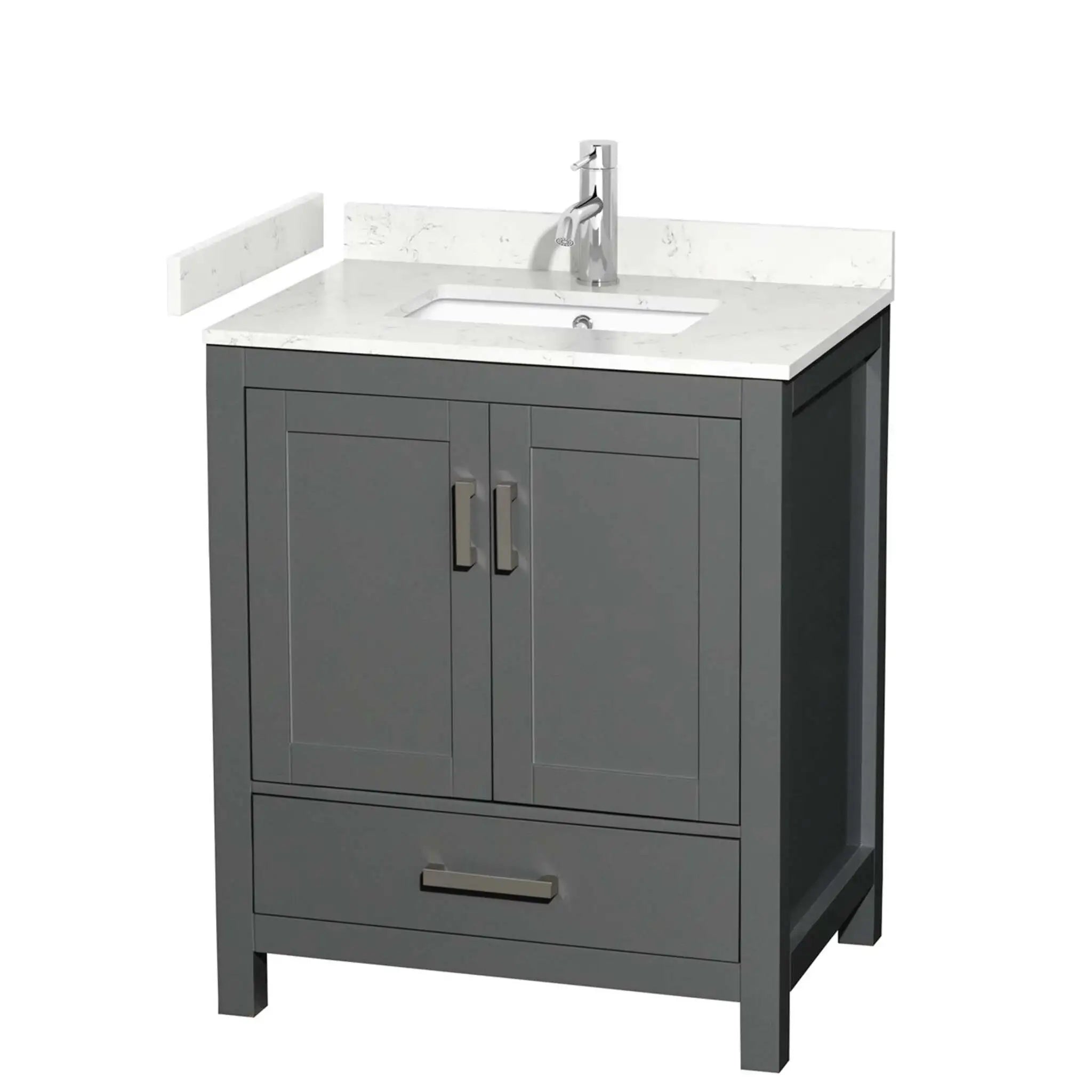 30" Sheffield Single Bathroom Vanity in Dark Gray with Brushed Chrome Trim by Wyndham
