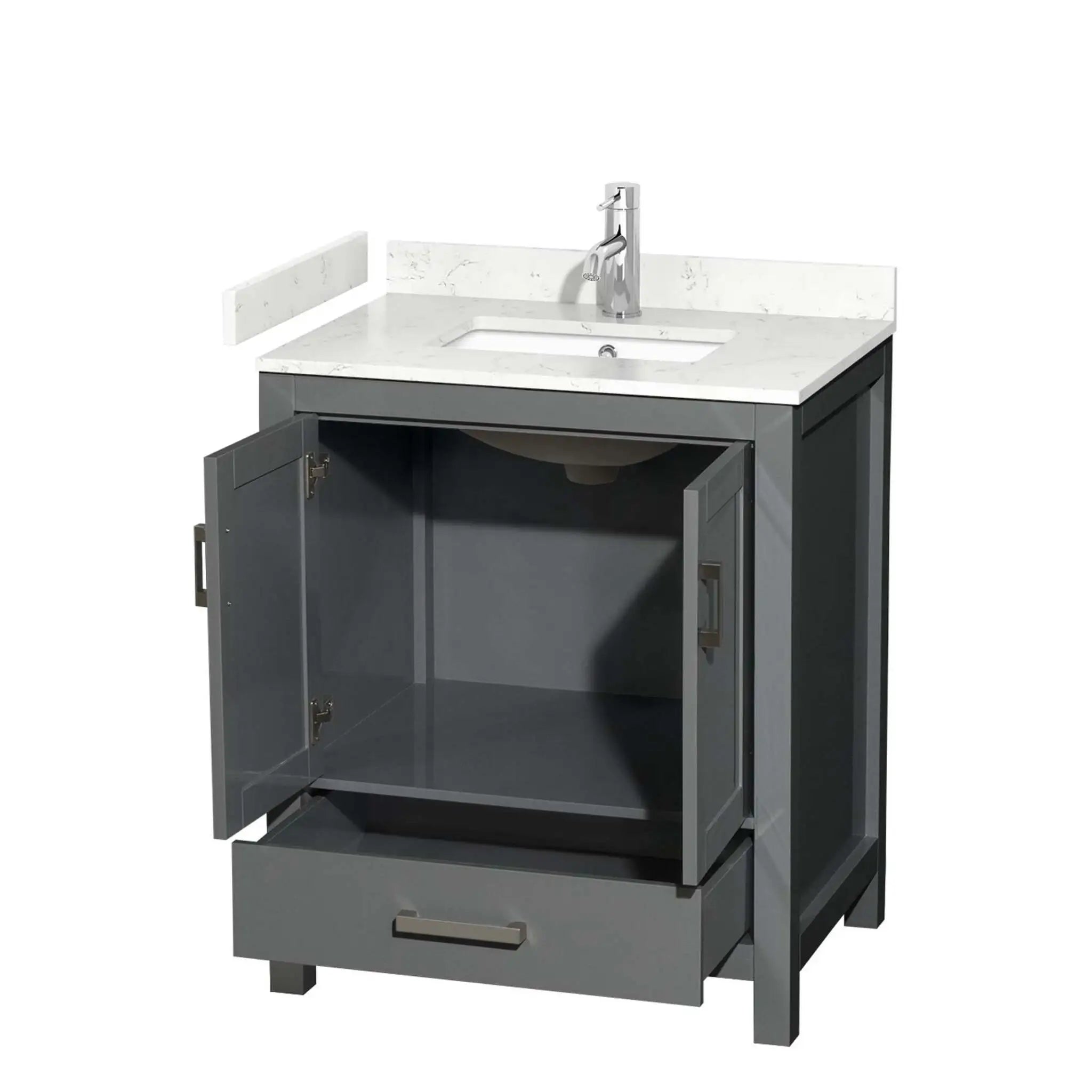 30" Sheffield Single Bathroom Vanity in Dark Gray with Brushed Chrome Trim by Wyndham