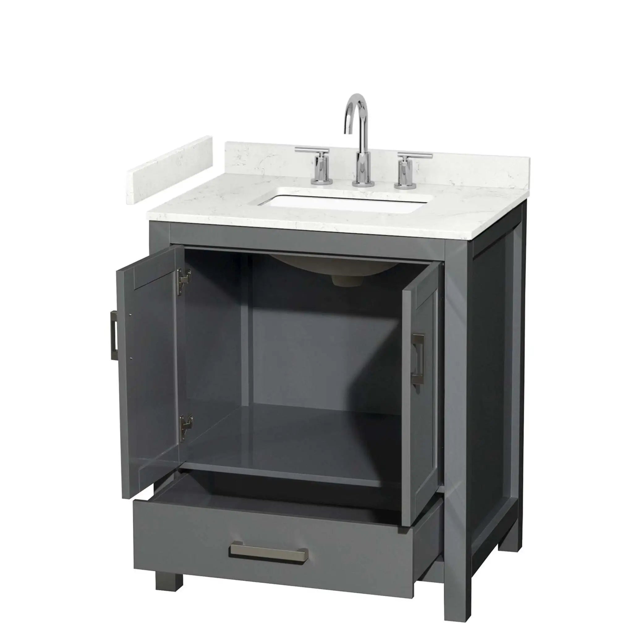 30" Sheffield Single Bathroom Vanity in Dark Gray with Brushed Chrome Trim by Wyndham