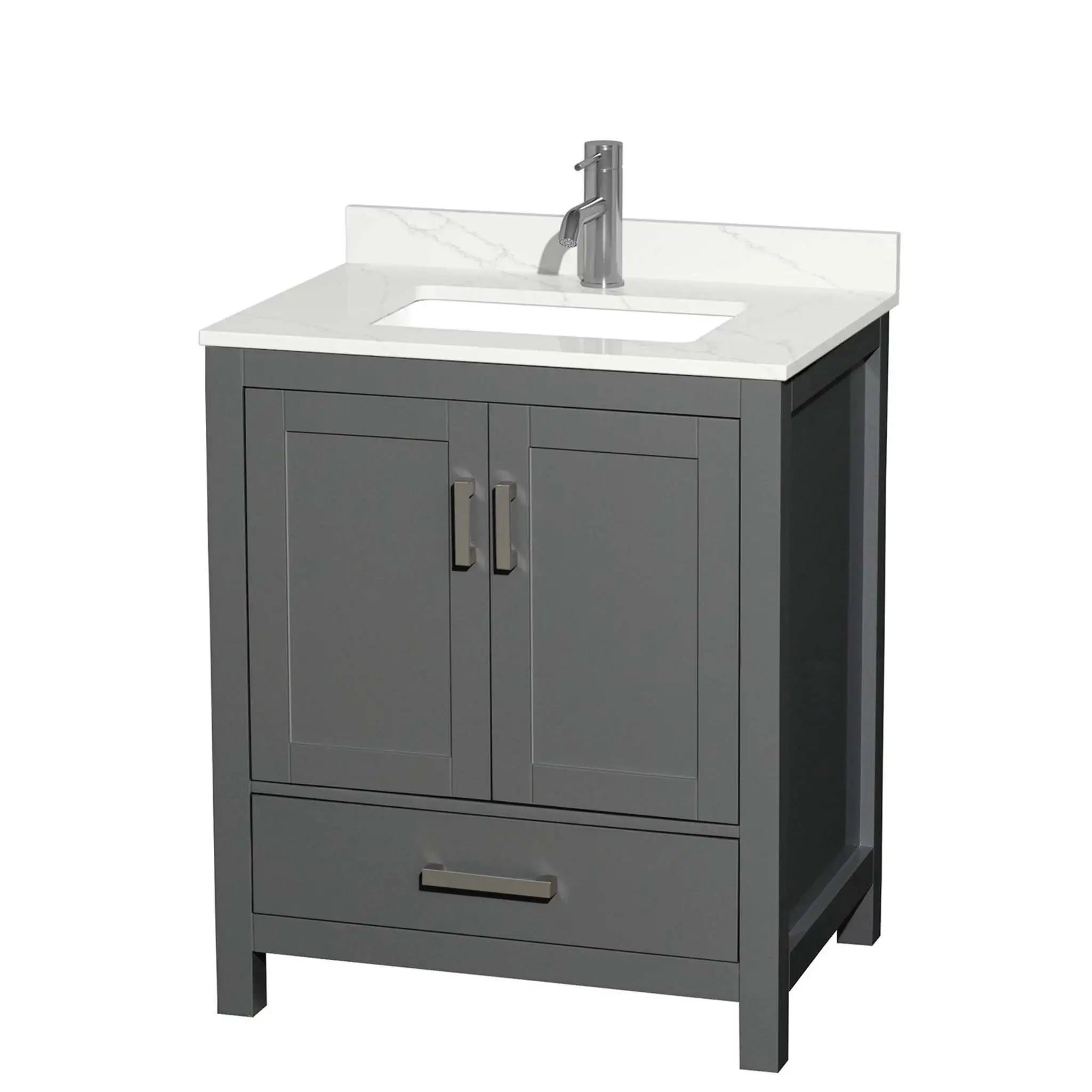 30" Sheffield Single Bathroom Vanity in Dark Gray with Brushed Chrome Trim by Wyndham