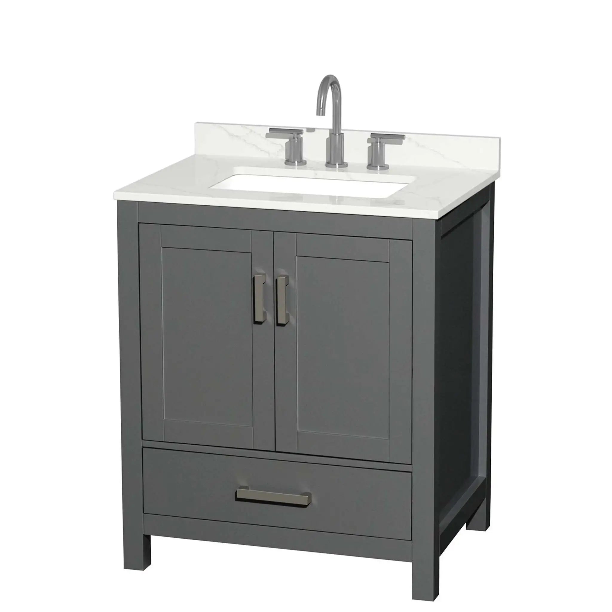 30" Sheffield Single Bathroom Vanity in Dark Gray with Brushed Chrome Trim by Wyndham