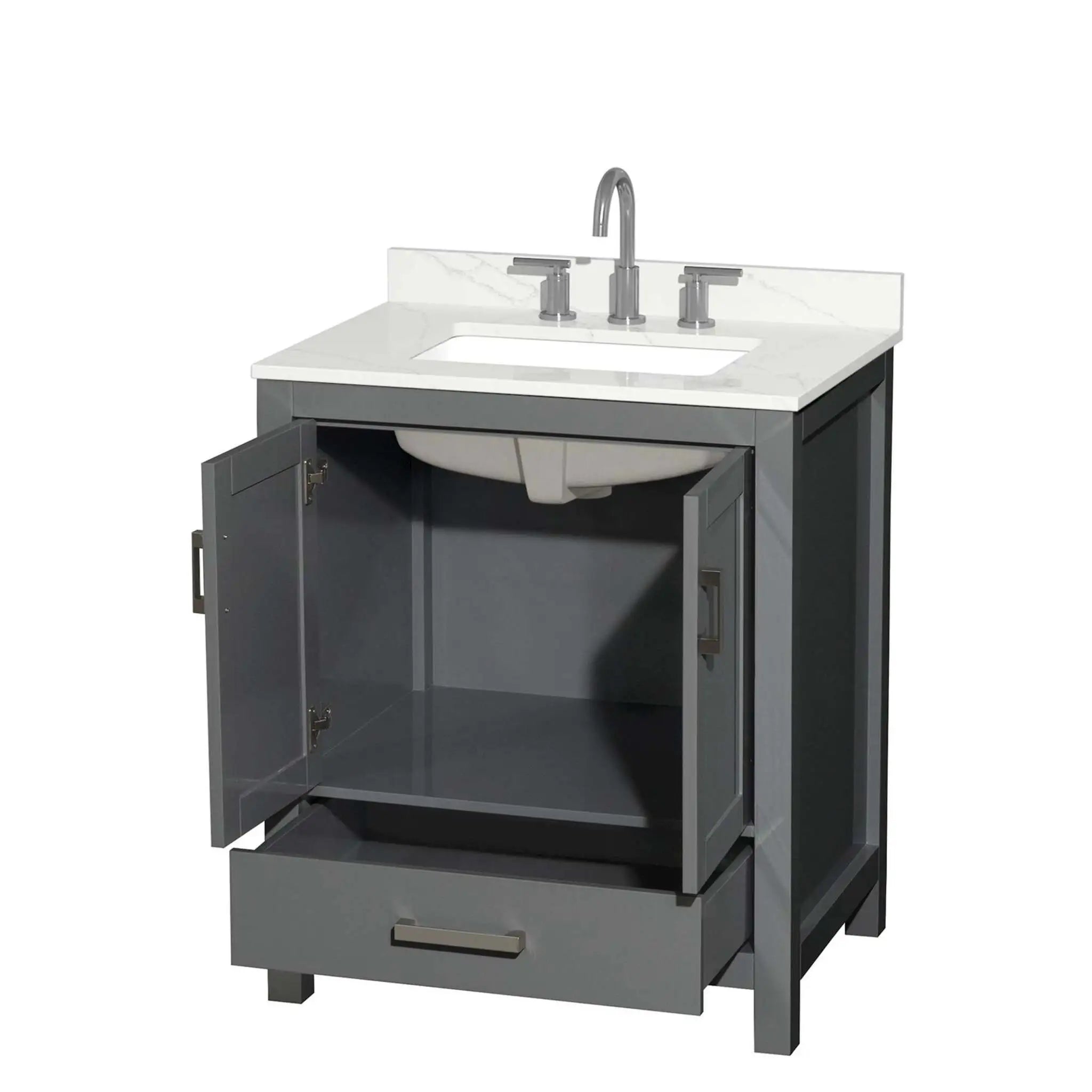 30" Sheffield Single Bathroom Vanity in Dark Gray with Brushed Chrome Trim by Wyndham