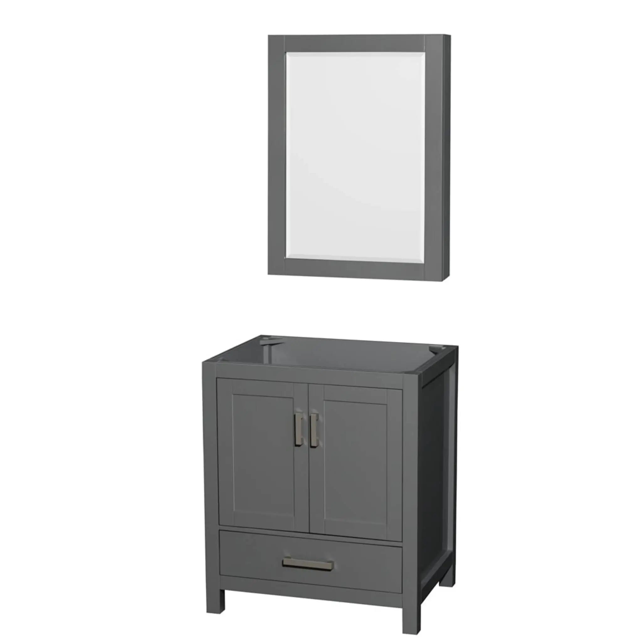 30" Sheffield Single Bathroom Vanity in Dark Gray with Brushed Chrome Trim & Medicine Cabinet by Wyndham