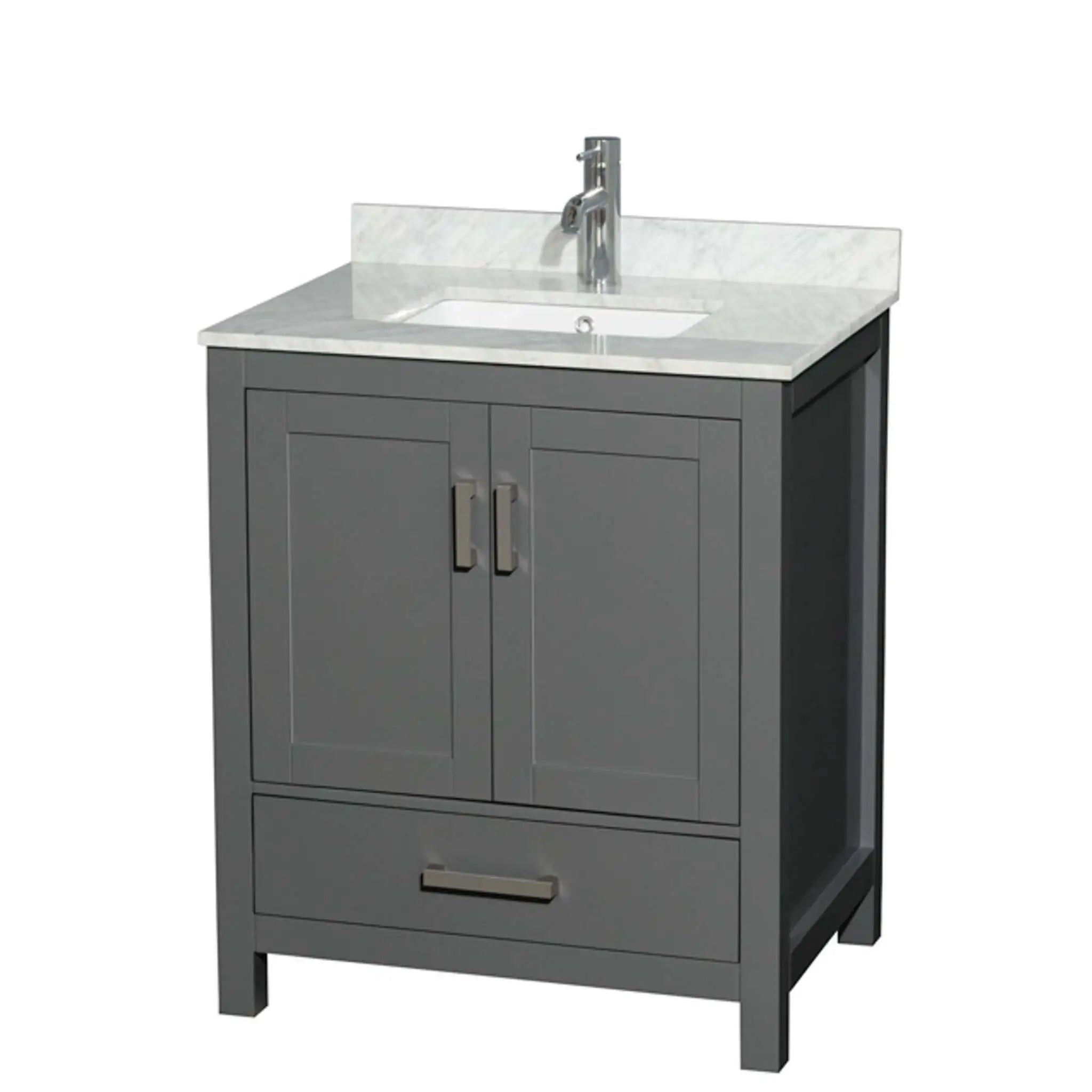 30" Sheffield Single Bathroom Vanity in Dark Gray with Brushed Chrome Trim by Wyndham