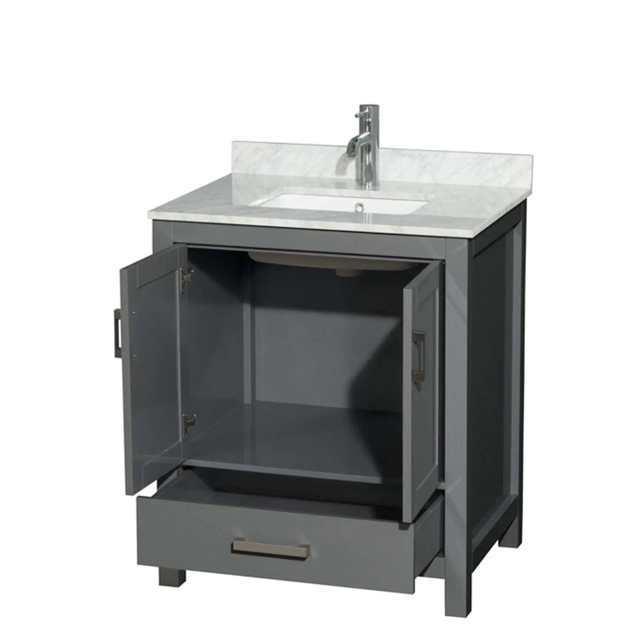 30" Sheffield Single Bathroom Vanity in Dark Gray with Brushed Chrome Trim by Wyndham