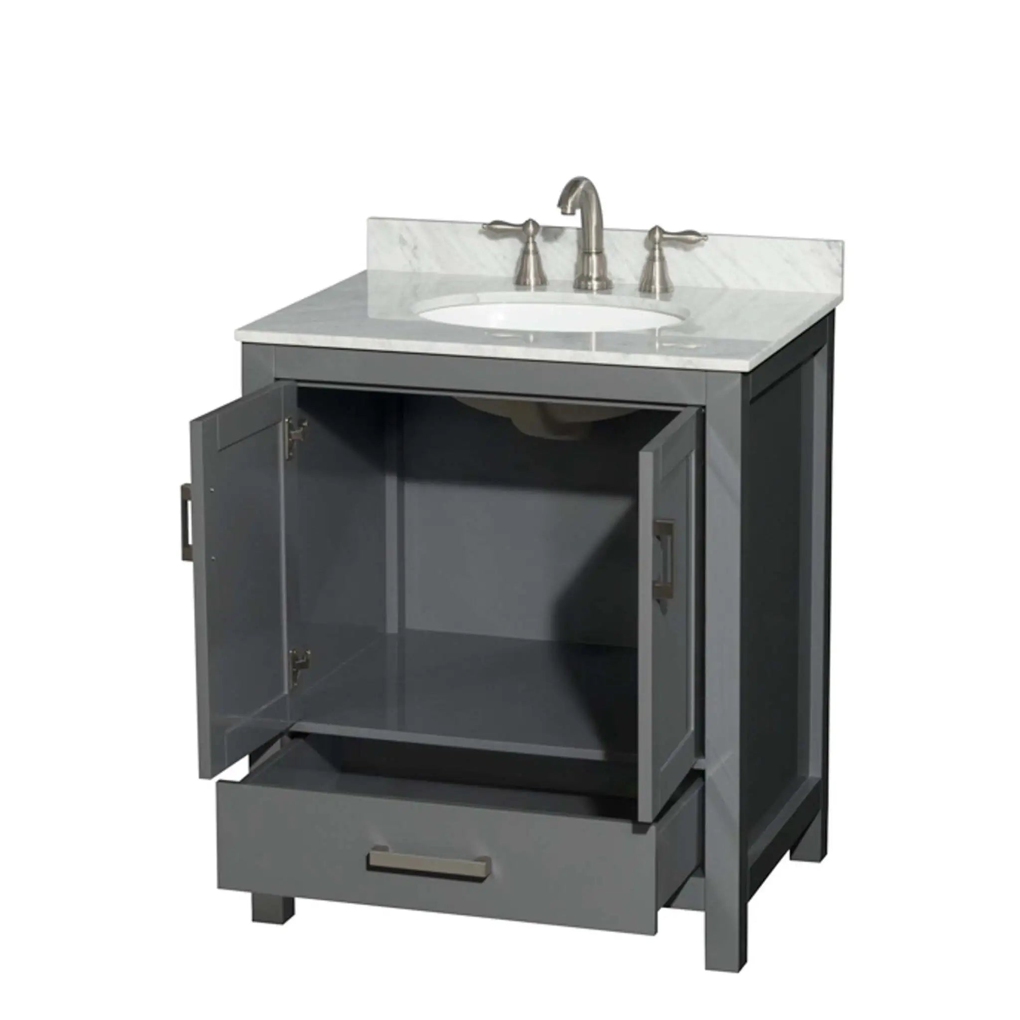 30" Sheffield Single Bathroom Vanity in Dark Gray with Brushed Chrome Trim by Wyndham