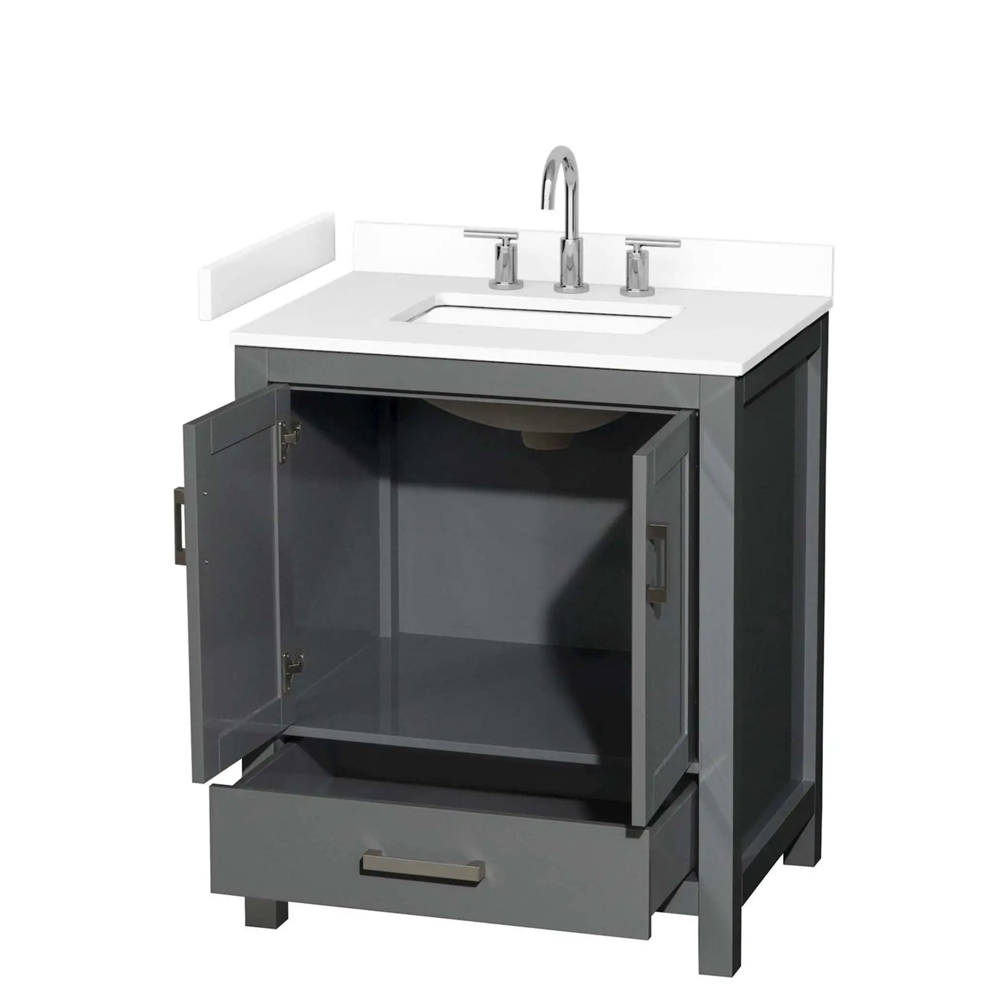30" Sheffield Single Bathroom Vanity in Dark Gray with Brushed Chrome Trim by Wyndham