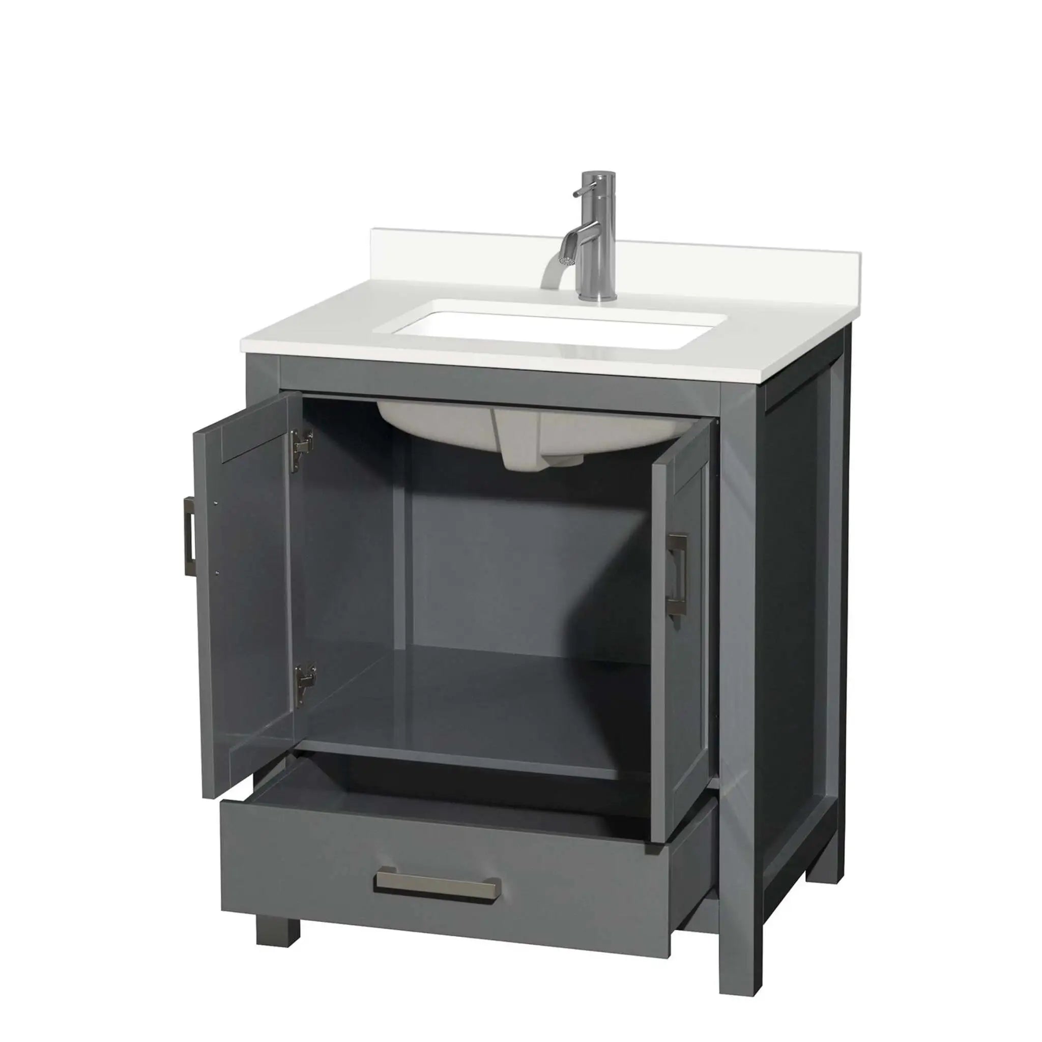 30" Sheffield Single Bathroom Vanity in Dark Gray with Brushed Chrome Trim by Wyndham