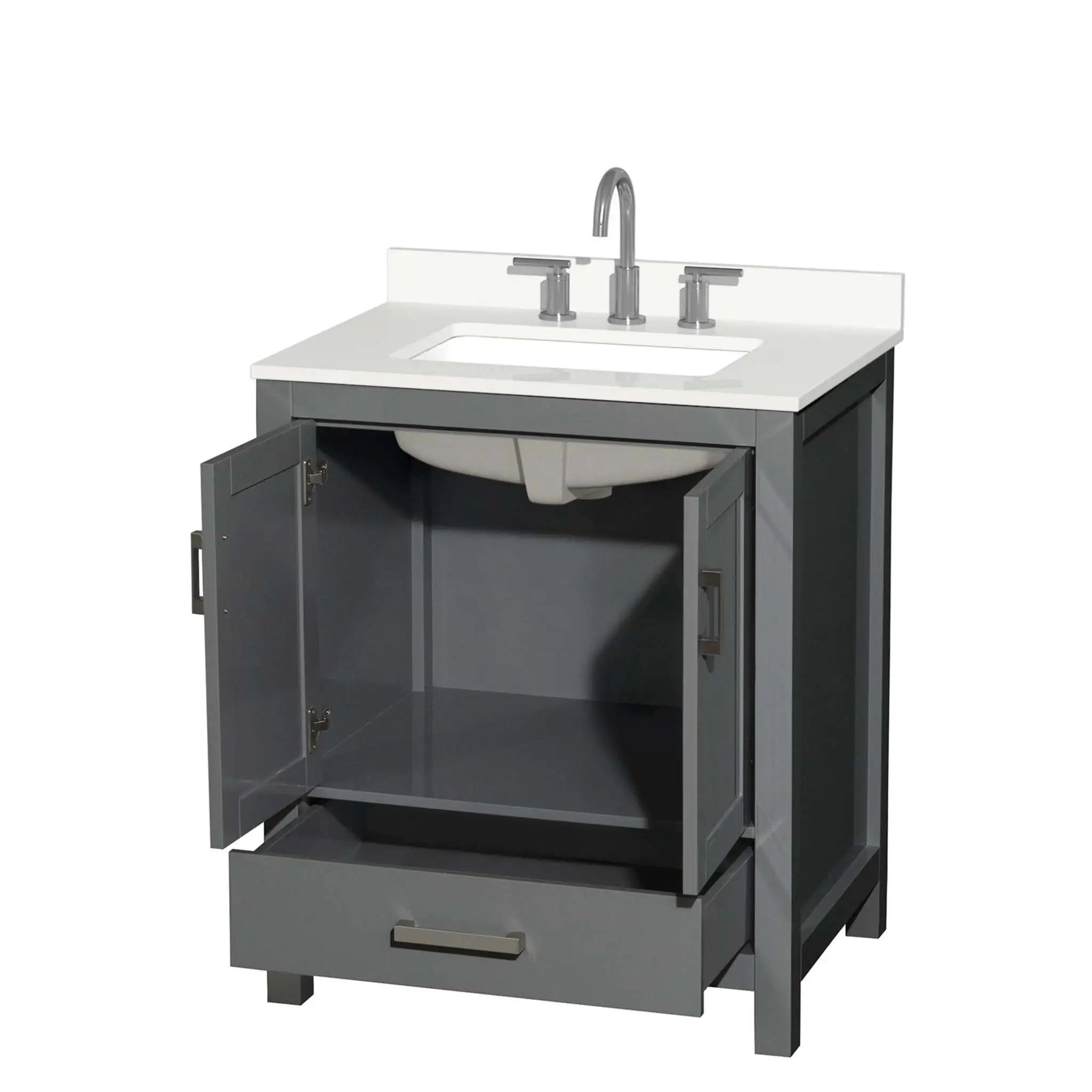 30" Sheffield Single Bathroom Vanity in Dark Gray with Brushed Chrome Trim by Wyndham