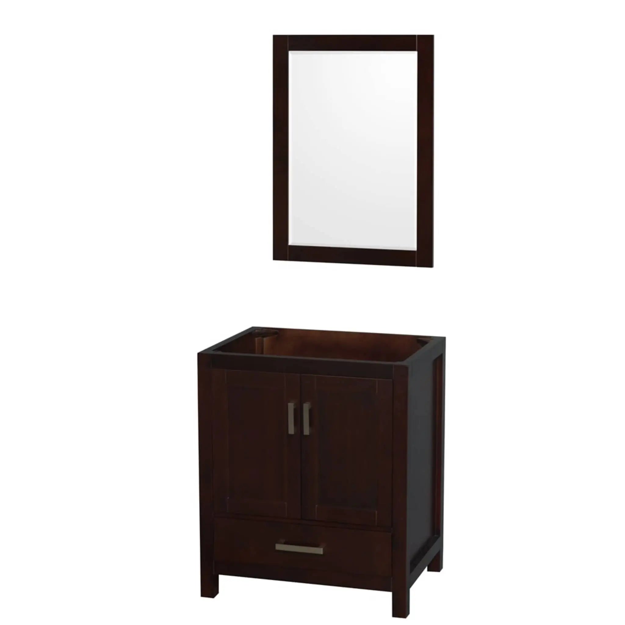 30" Sheffield Single Bathroom Vanity in Espresso with Brushed Chrome Trim & 24" Mirror by Wyndham