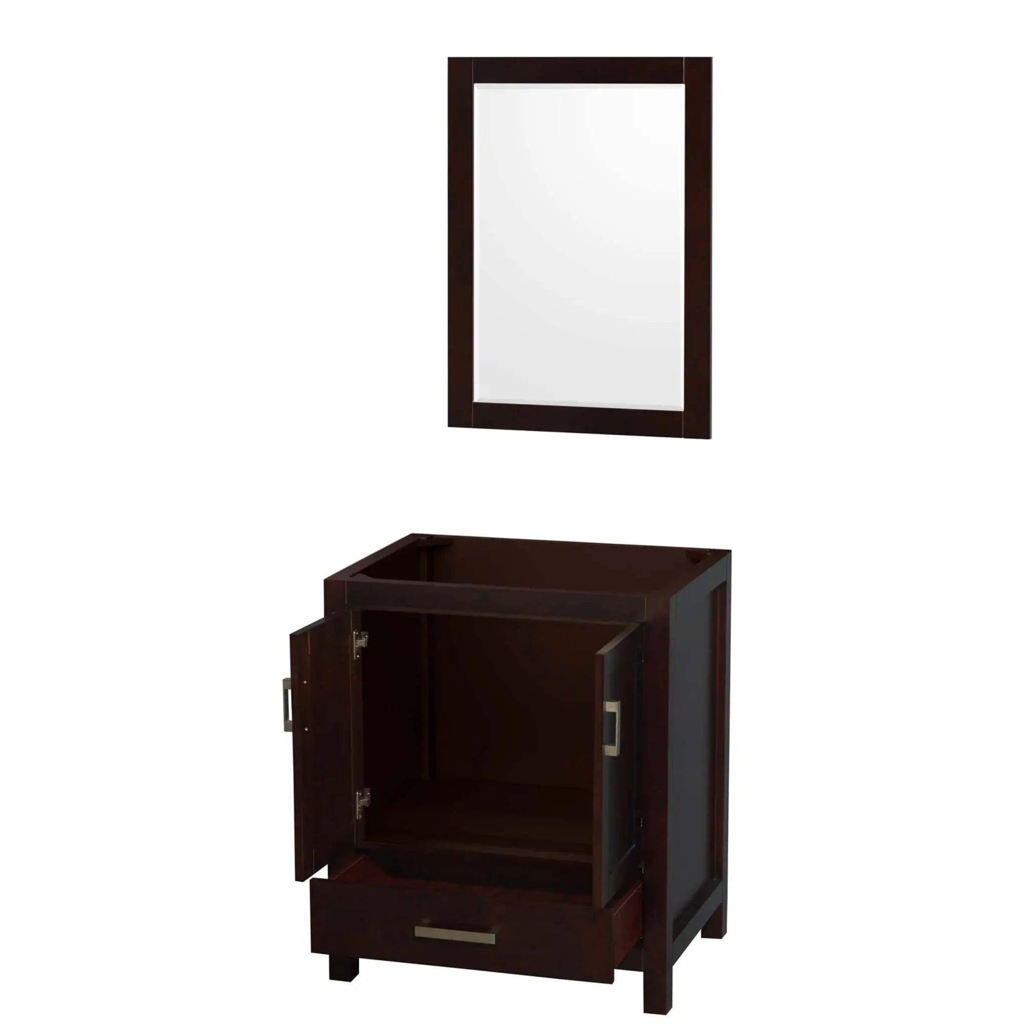 30" Sheffield Single Bathroom Vanity in Espresso with Brushed Chrome Trim & 24" Mirror by Wyndham