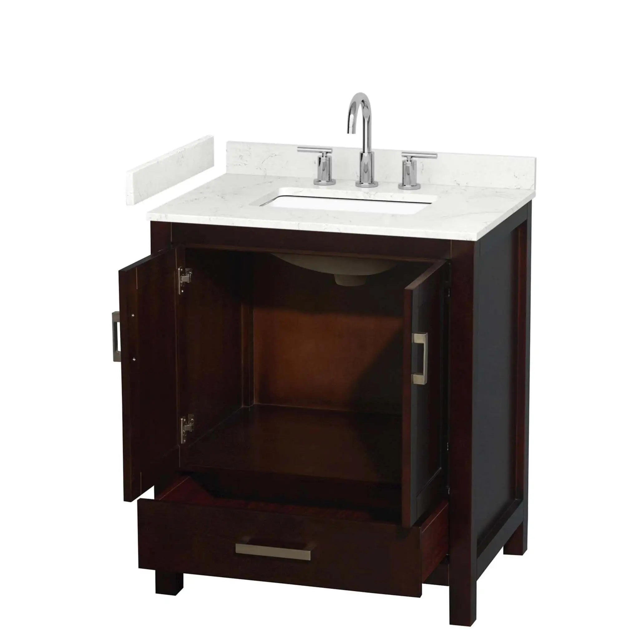 30" Sheffield Single Bathroom Vanity in Espresso with Brushed Chrome Trim by Wyndham