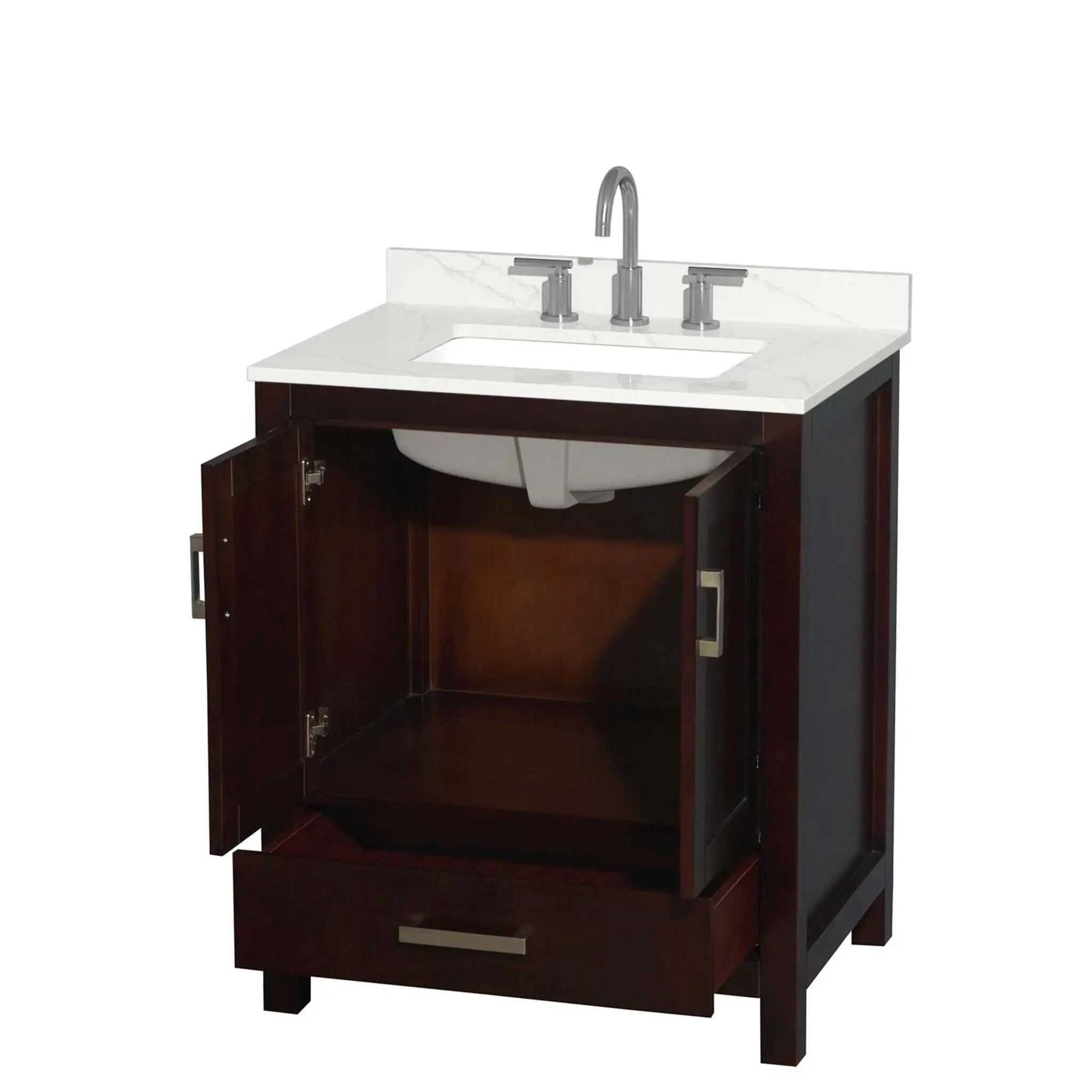 30" Sheffield Single Bathroom Vanity in Espresso with Brushed Chrome Trim by Wyndham