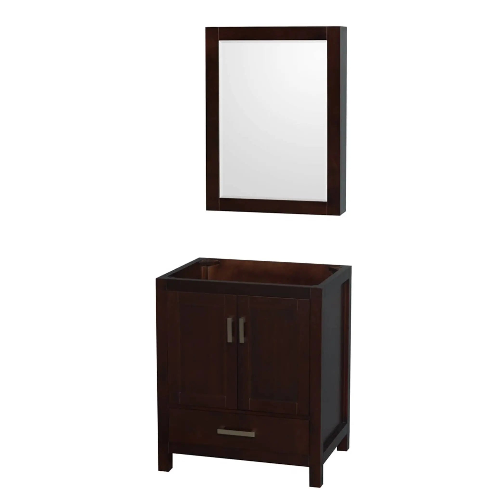 30" Sheffield Single Bathroom Vanity in Espresso with Brushed Chrome Trim & Medicine Cabinet by Wyndham