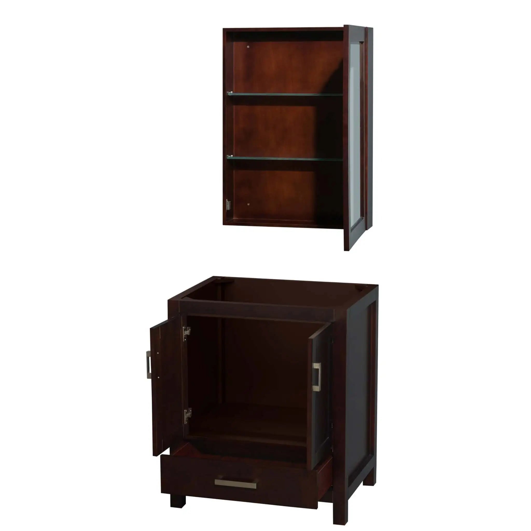 30" Sheffield Single Bathroom Vanity in Espresso with Brushed Chrome Trim & Medicine Cabinet by Wyndham