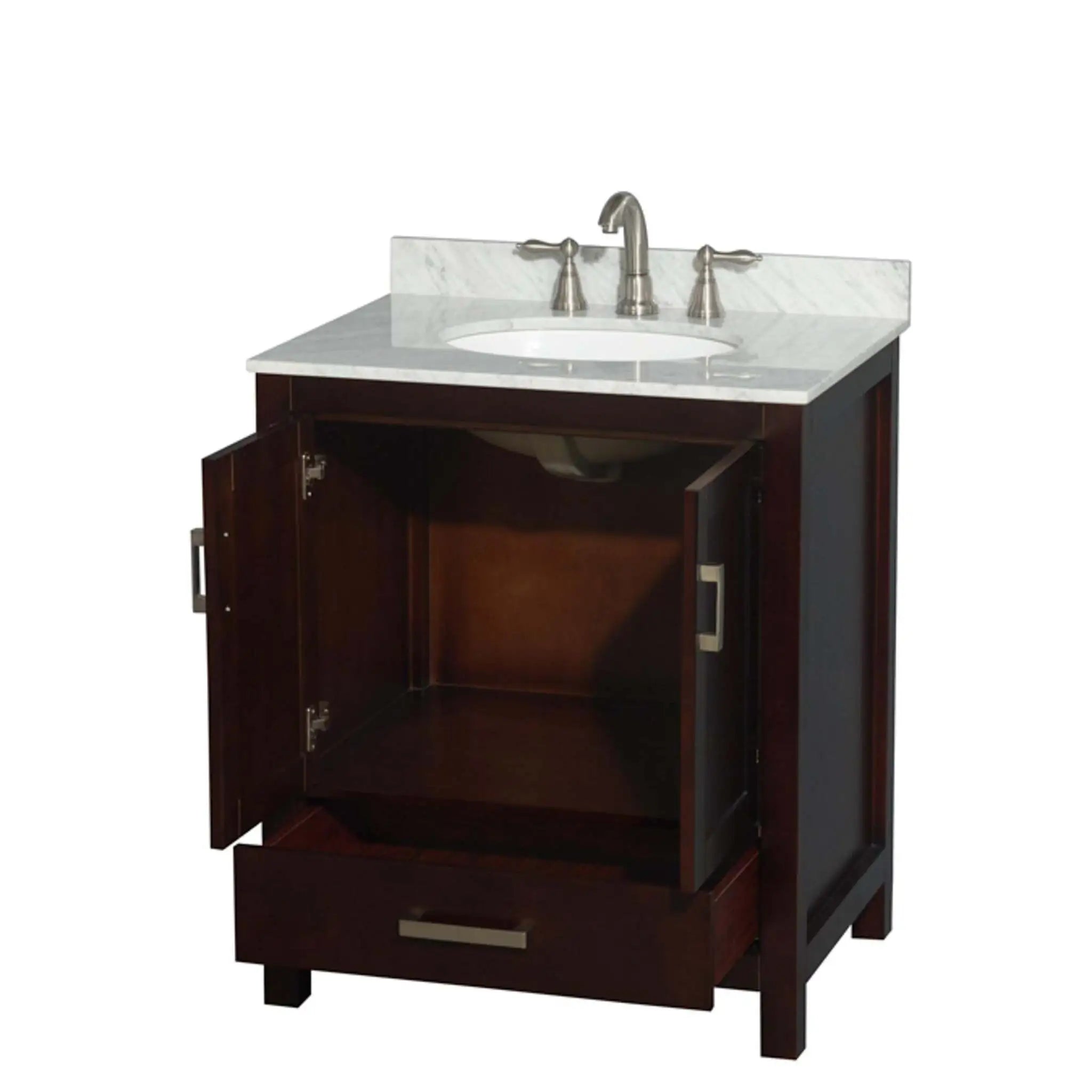 30" Sheffield Single Bathroom Vanity in Espresso with Brushed Chrome Trim by Wyndham