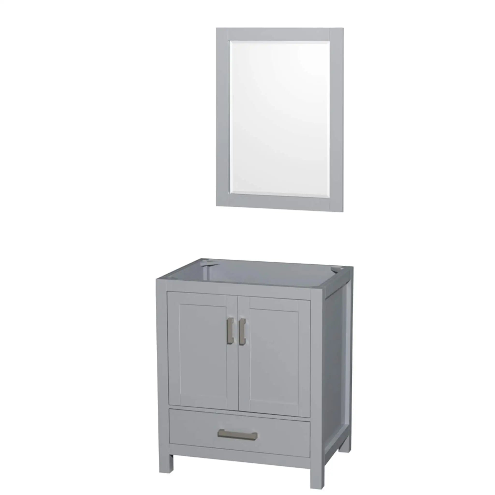 30" Sheffield Single Bathroom Vanity in Gray with Brushed Chrome Trim & 24" Mirror by Wyndham