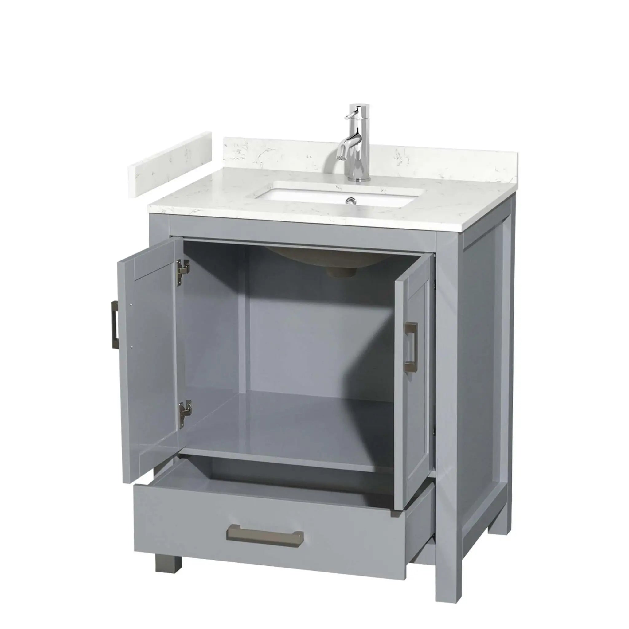 30" Sheffield Single Bathroom Vanity in Gray with Brushed Chrome Trim by Wyndham