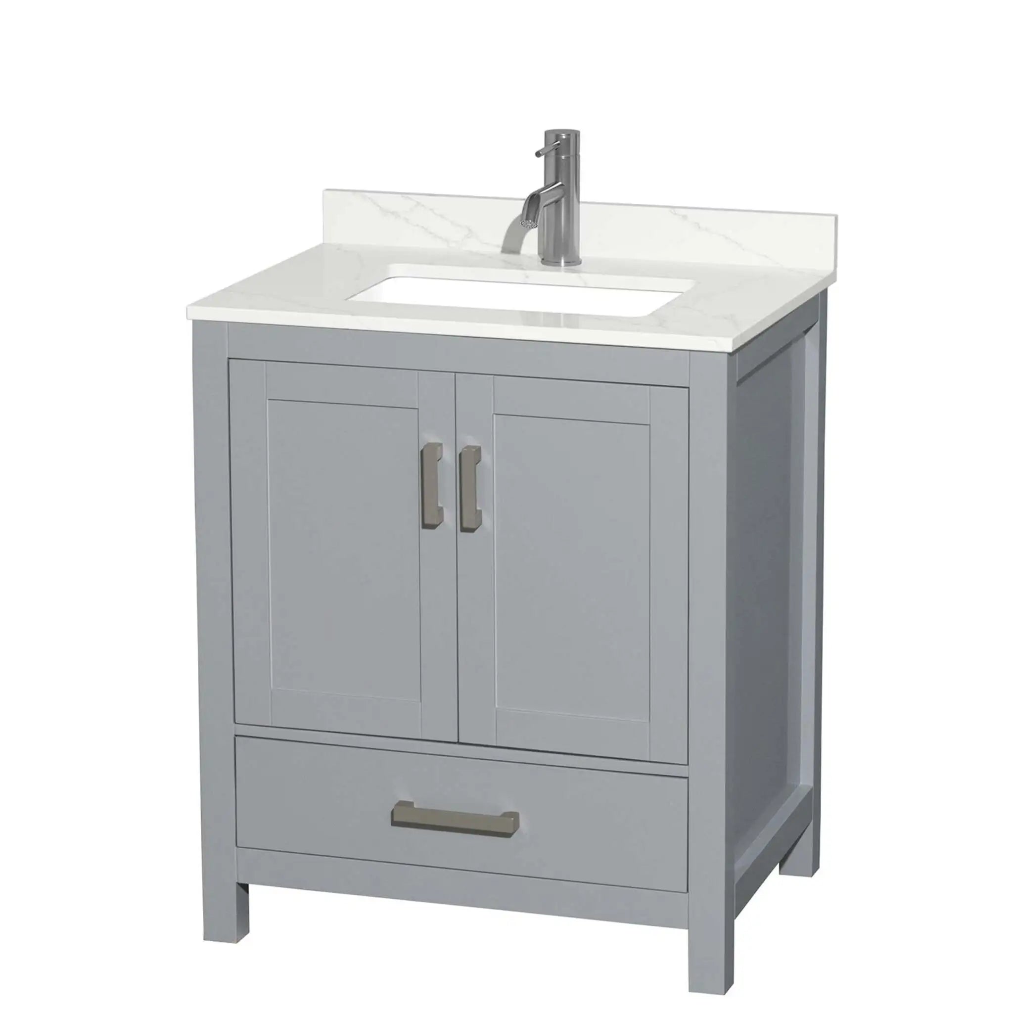 30" Sheffield Single Bathroom Vanity in Gray with Brushed Chrome Trim by Wyndham