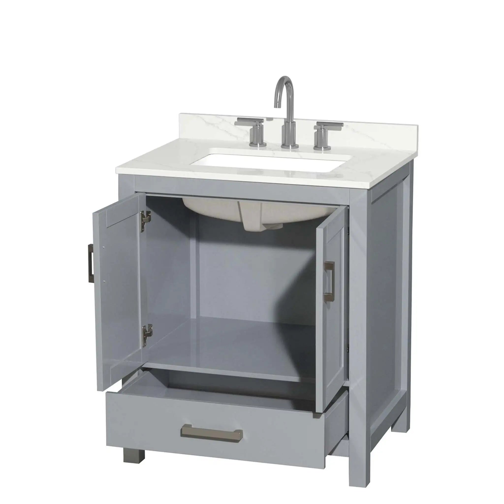 30" Sheffield Single Bathroom Vanity in Gray with Brushed Chrome Trim by Wyndham