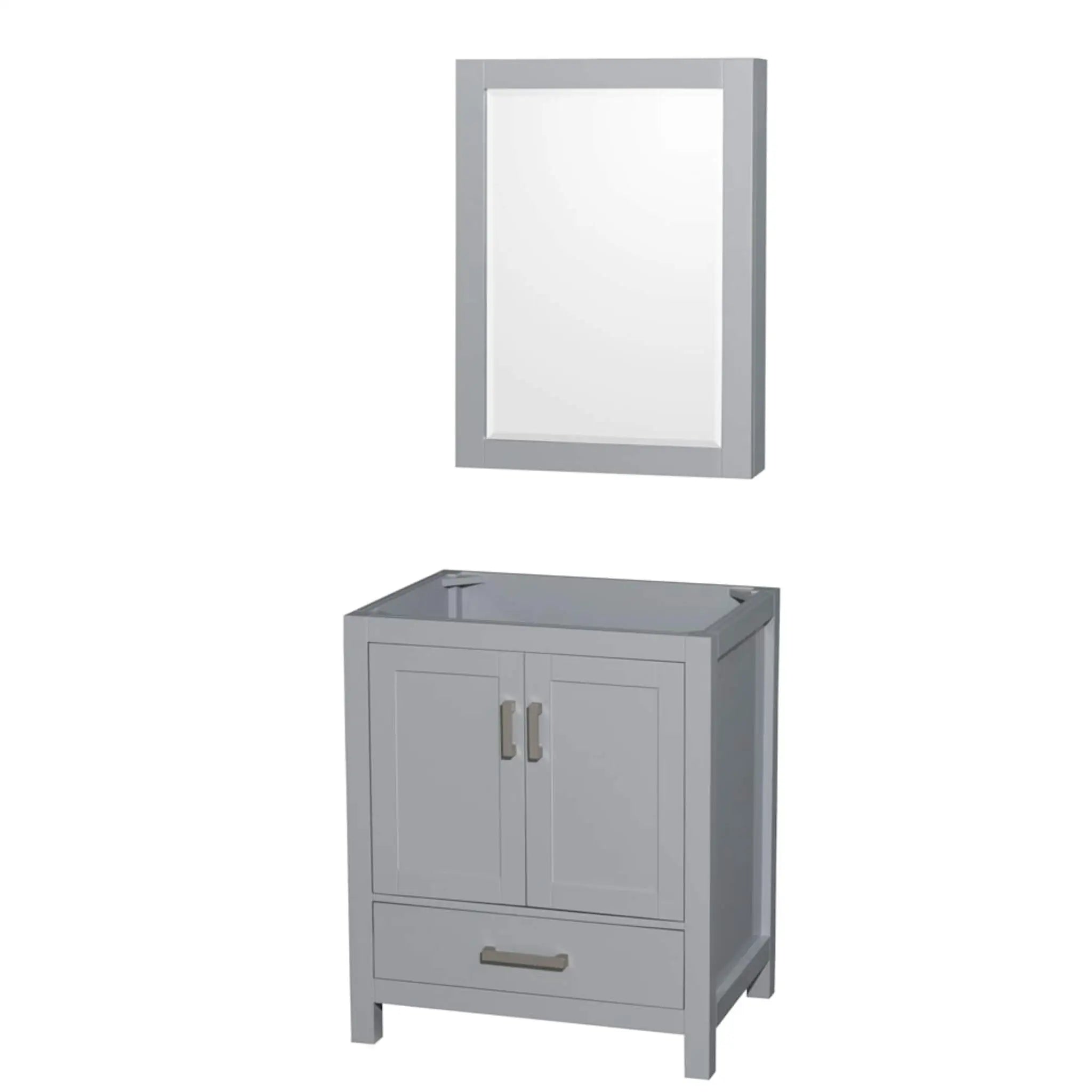 30" Sheffield Single Bathroom Vanity in Gray with Brushed Chrome Trim & Medicine Cabinet by Wyndham