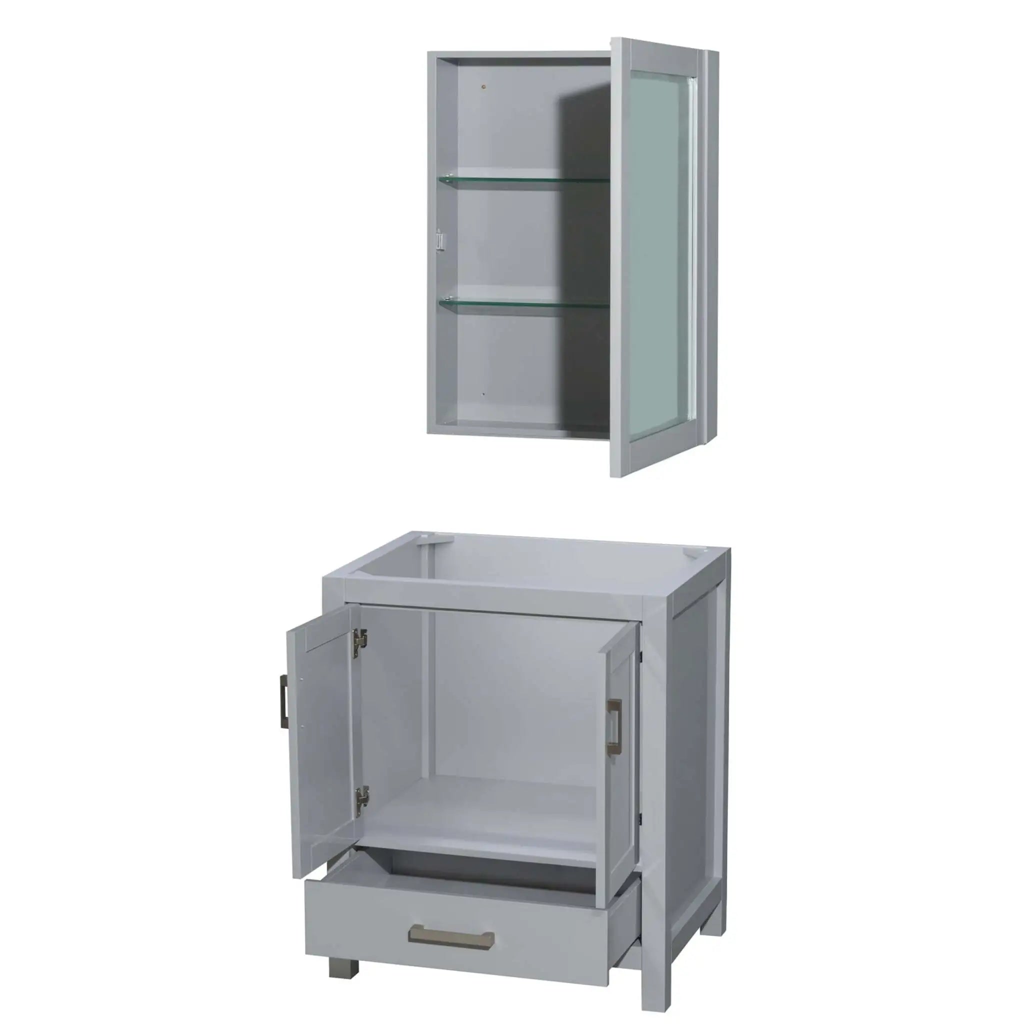30" Sheffield Single Bathroom Vanity in Gray with Brushed Chrome Trim & Medicine Cabinet by Wyndham