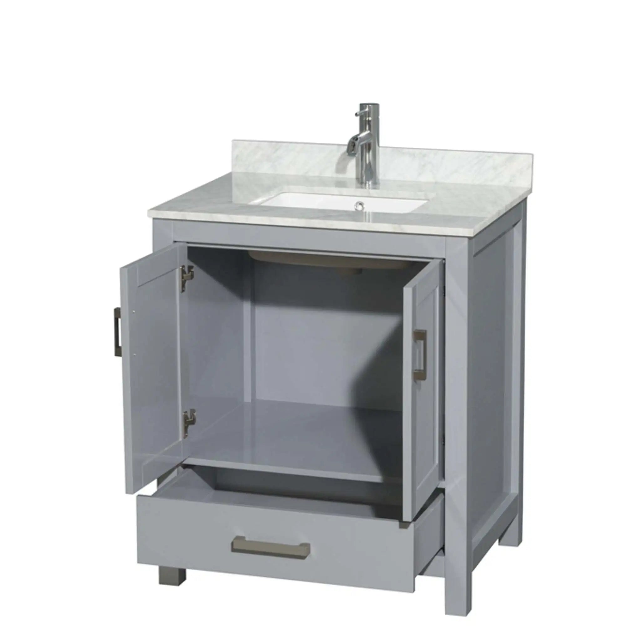 30" Sheffield Single Bathroom Vanity in Gray with Brushed Chrome Trim by Wyndham