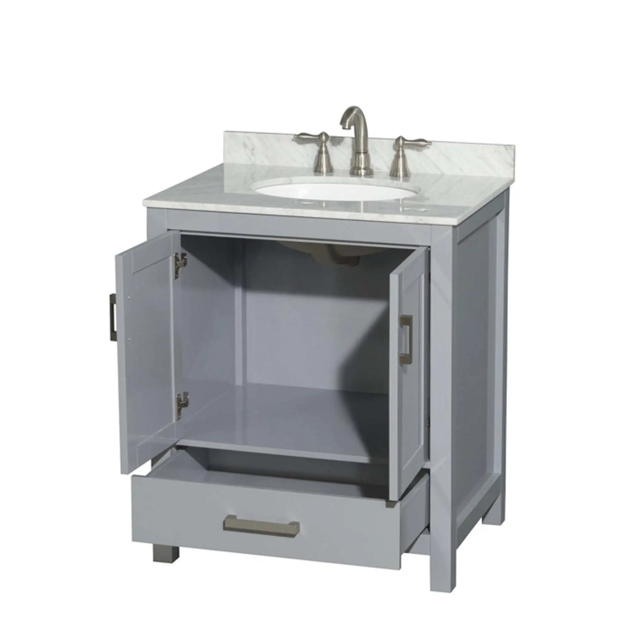 30" Sheffield Single Bathroom Vanity in Gray with Brushed Chrome Trim by Wyndham