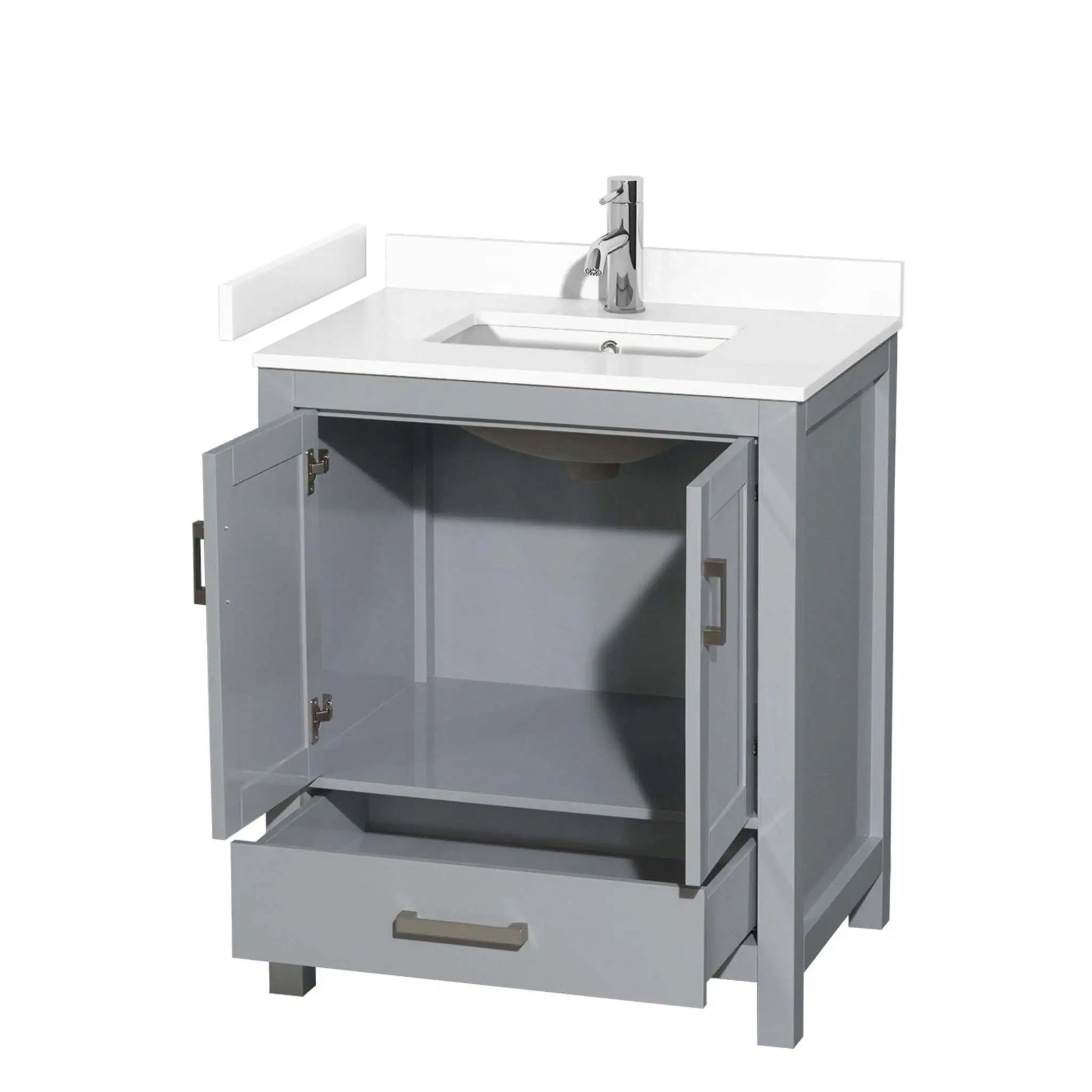 30" Sheffield Single Bathroom Vanity in Gray with Brushed Chrome Trim by Wyndham