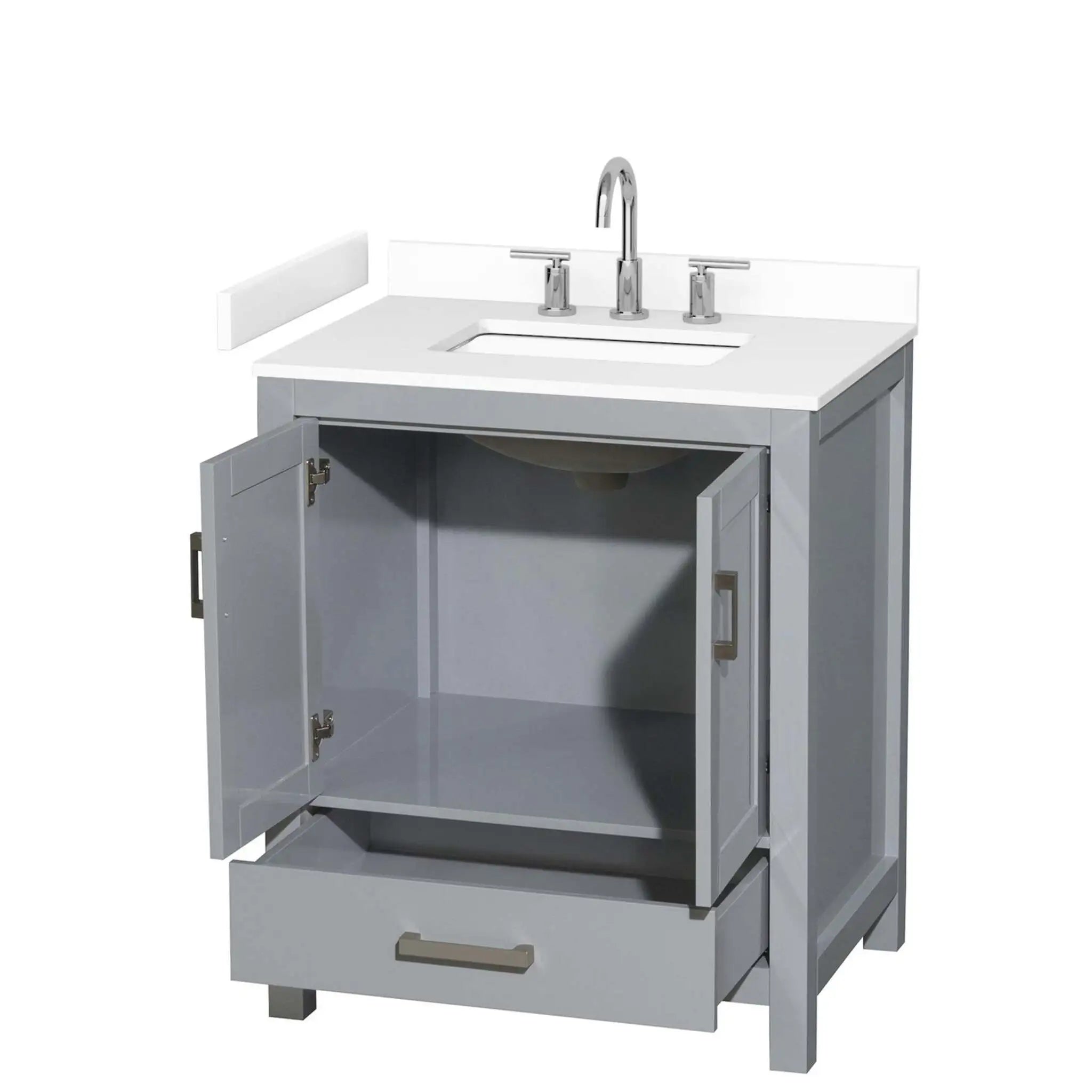 30" Sheffield Single Bathroom Vanity in Gray with Brushed Chrome Trim by Wyndham