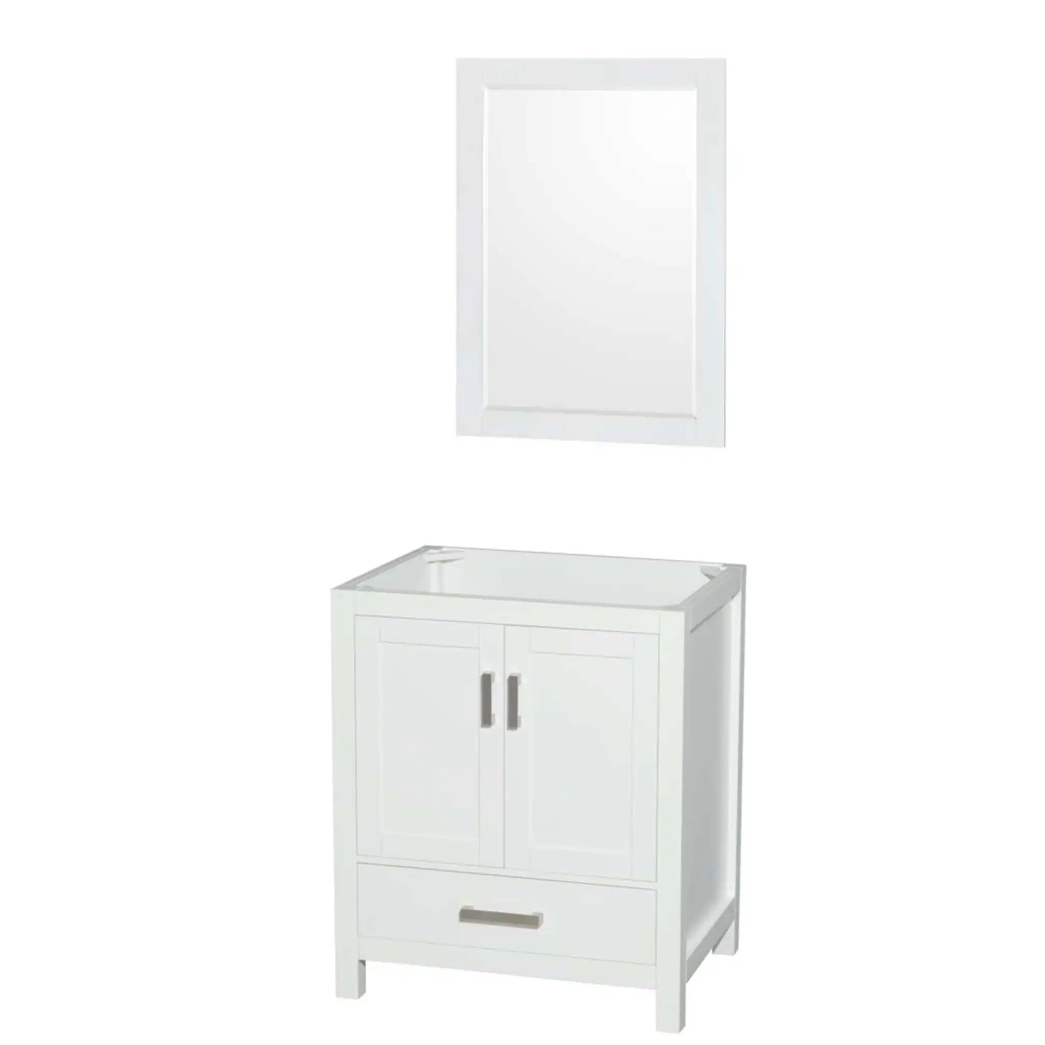 30" Sheffield Single Bathroom Vanity in White with Brushed Chrome Trim & 24" Mirror by Wyndham