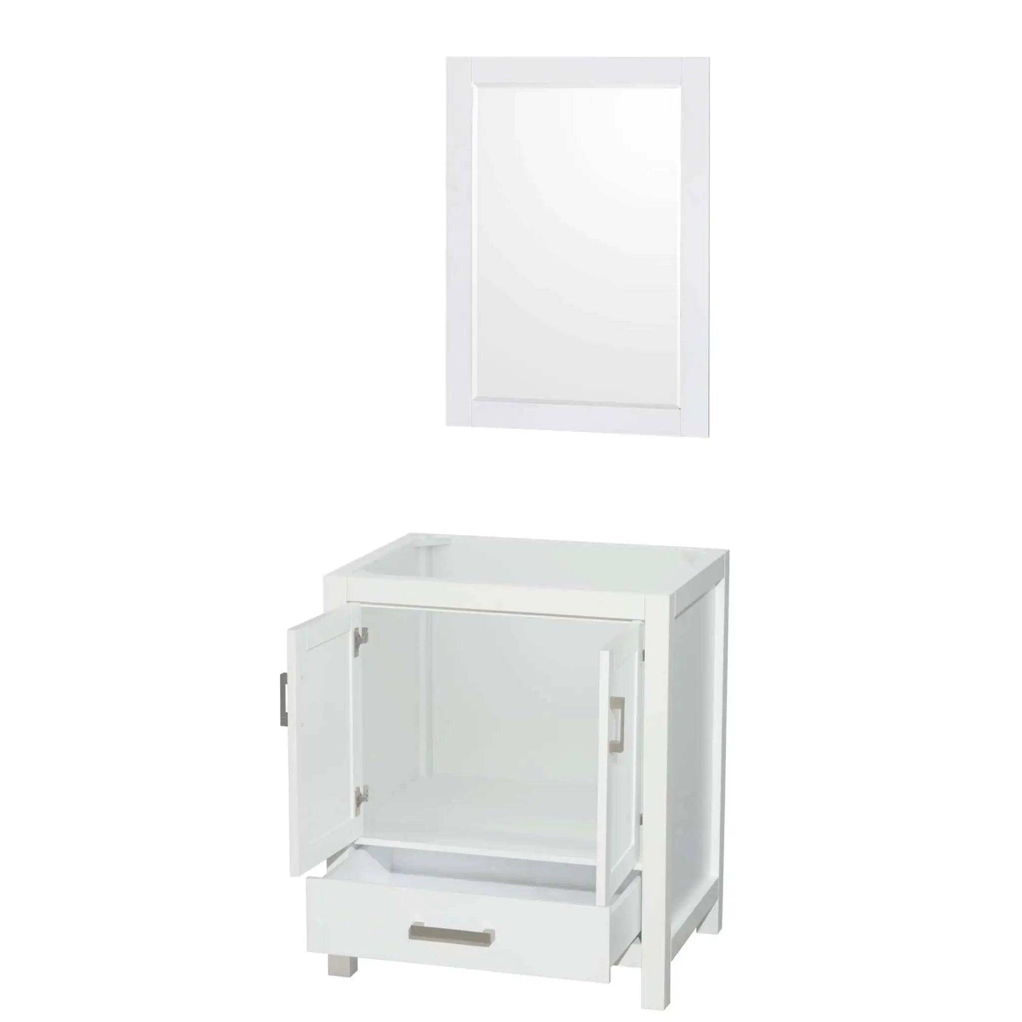 30" Sheffield Single Bathroom Vanity in White with Brushed Chrome Trim & 24" Mirror by Wyndham