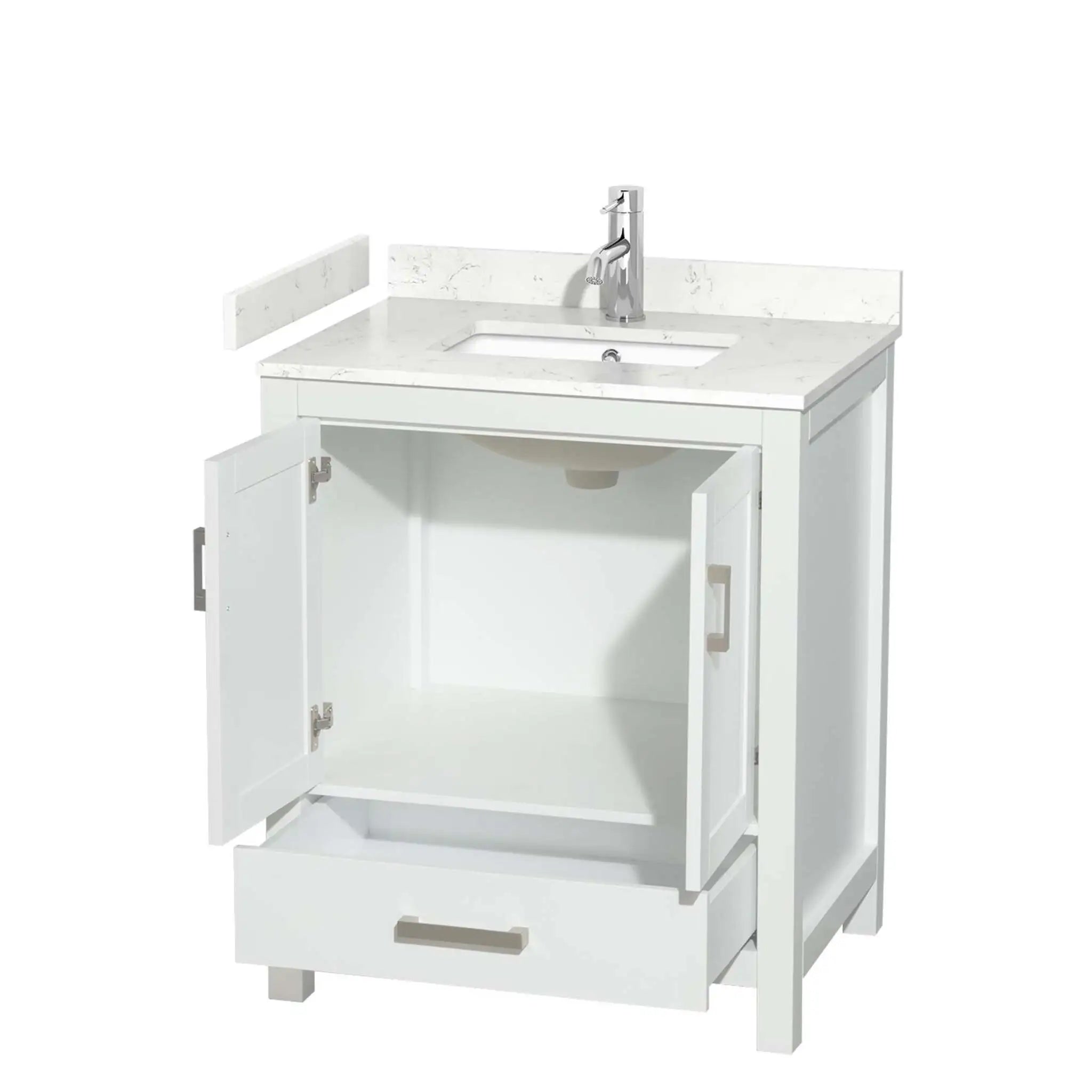 30" Sheffield Single Bathroom Vanity in White with Brushed Chrome Trim by Wyndham
