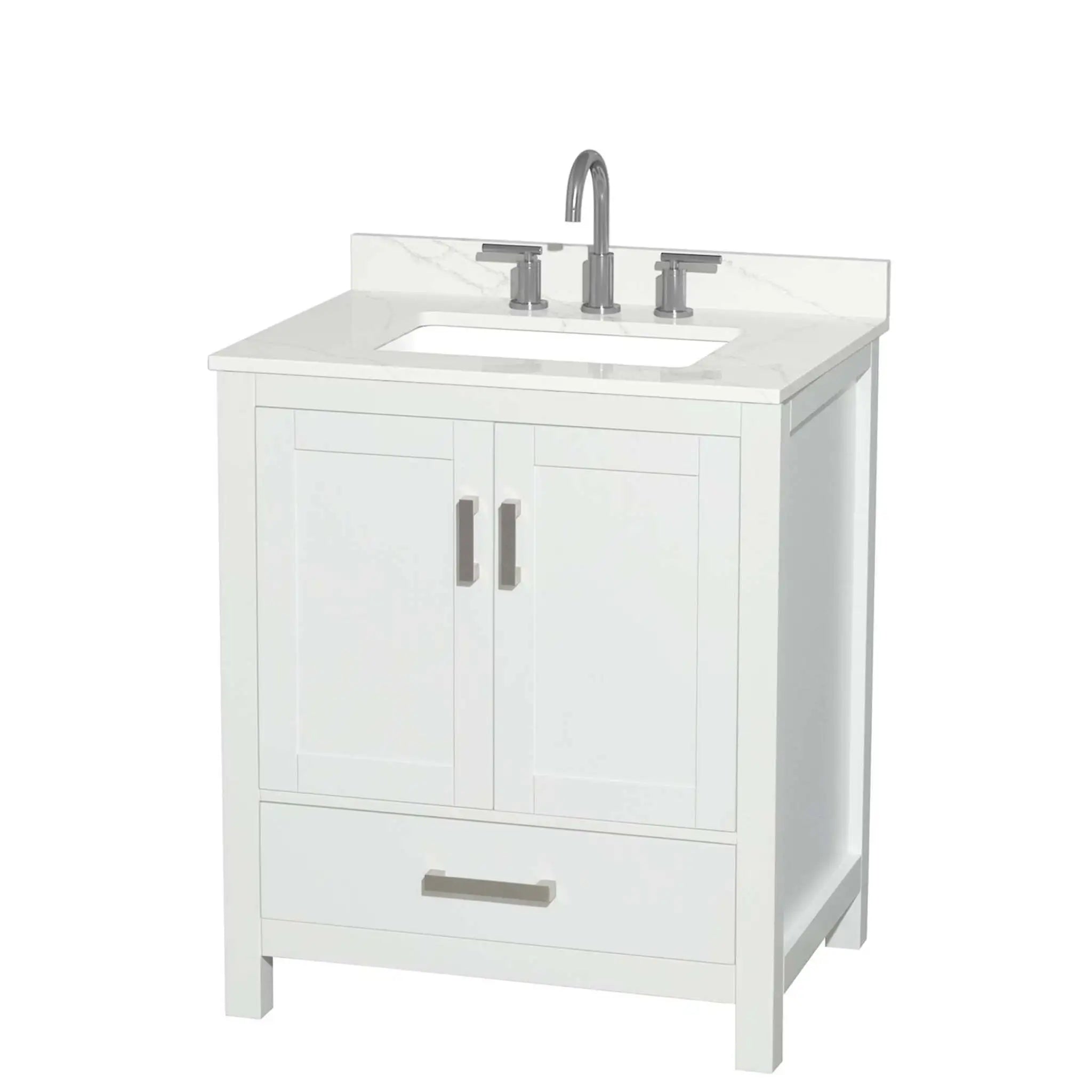30" Sheffield Single Bathroom Vanity in White with Brushed Chrome Trim by Wyndham