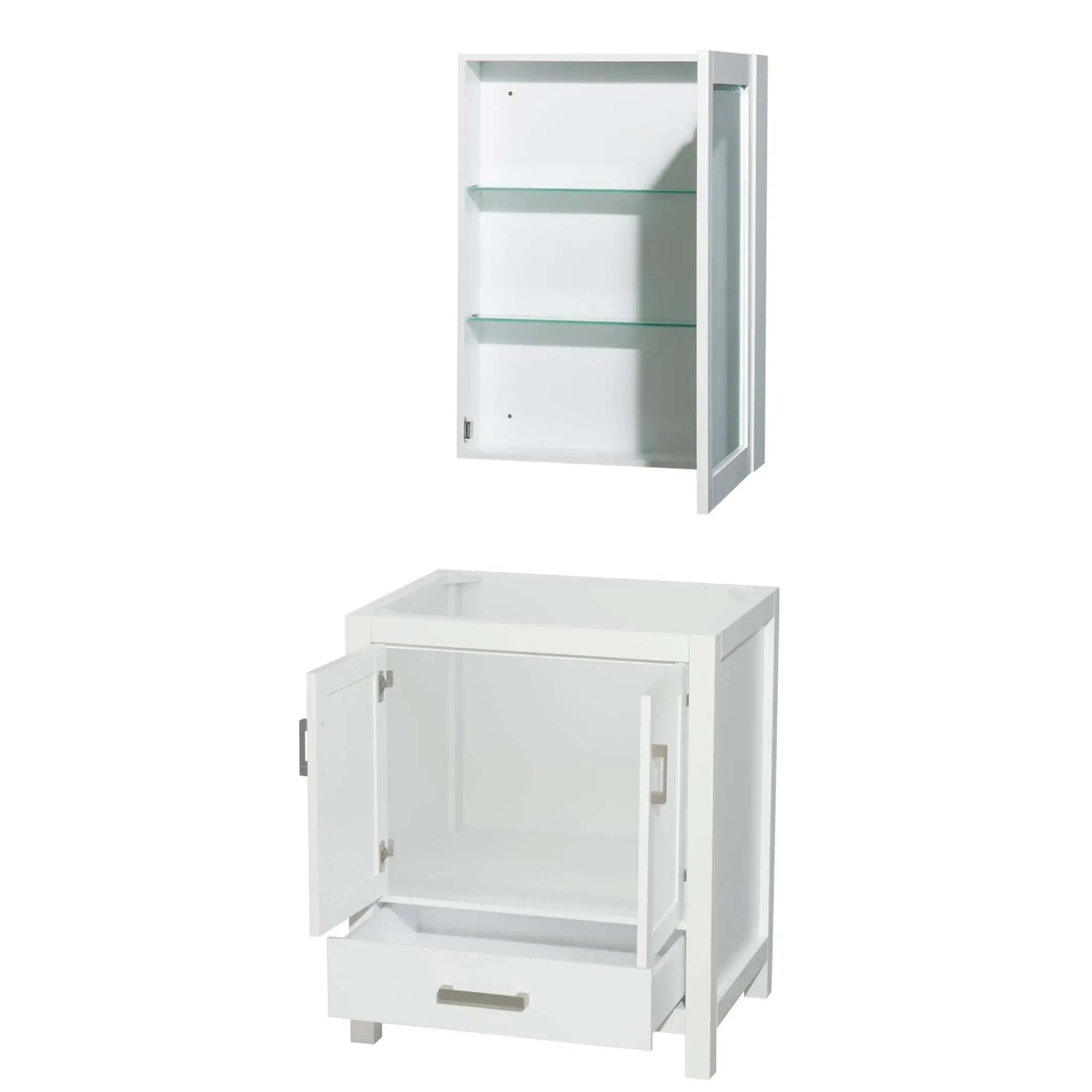 30" Sheffield Single Bathroom Vanity in White with Brushed Chrome Trim & Medicine Cabinet by Wyndham