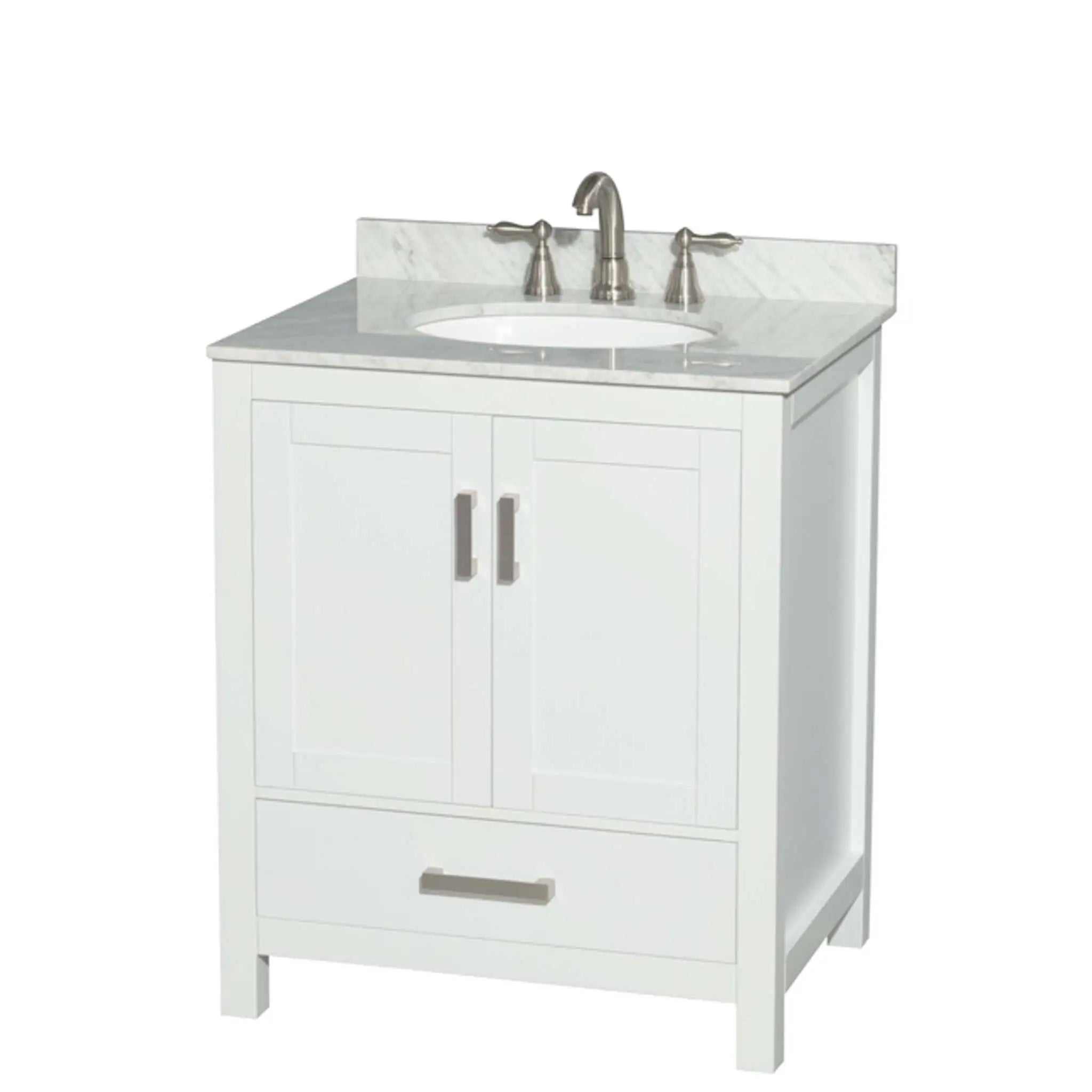 30" Sheffield Single Bathroom Vanity in White with Brushed Chrome Trim by Wyndham