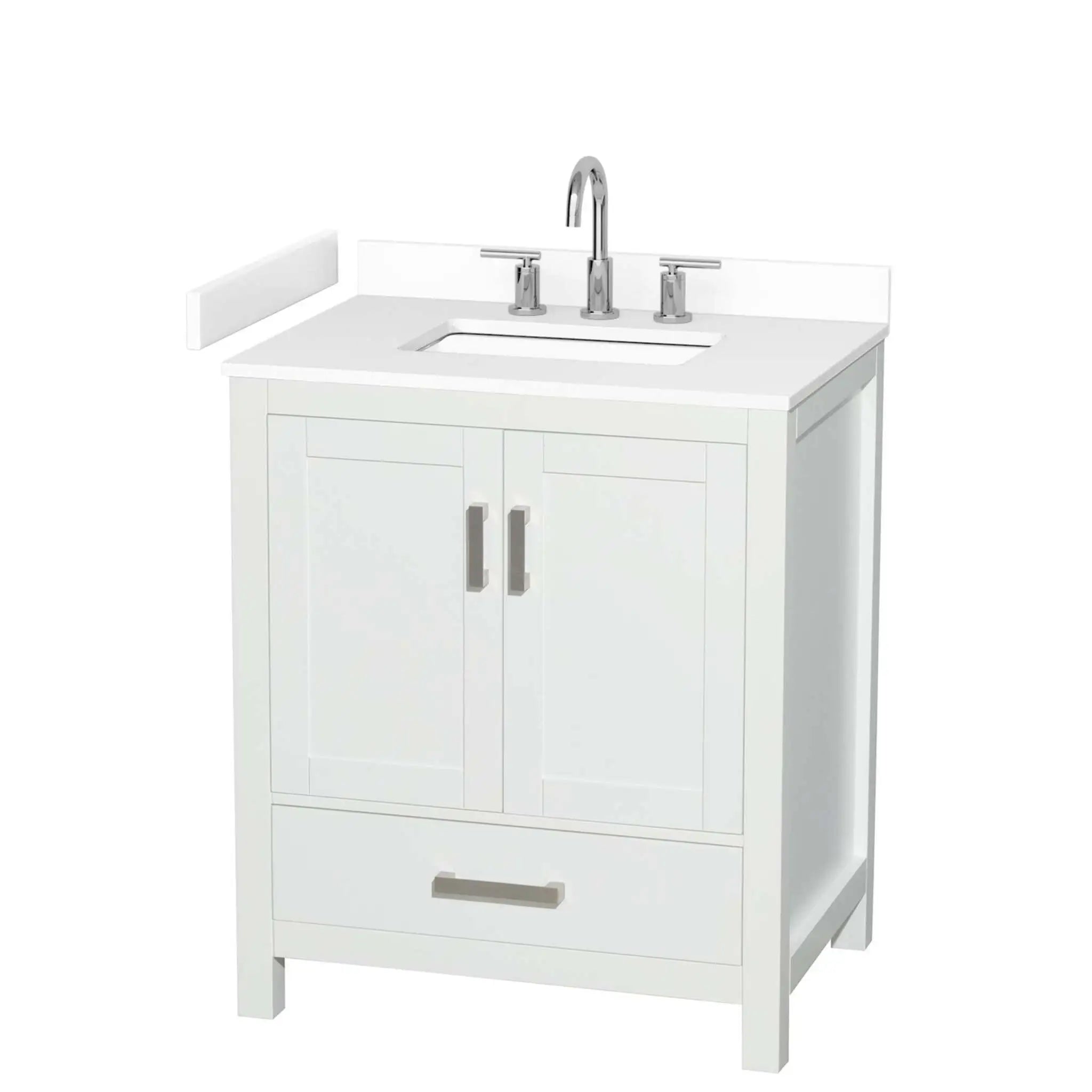 30" Sheffield Single Bathroom Vanity in White with Brushed Chrome Trim by Wyndham