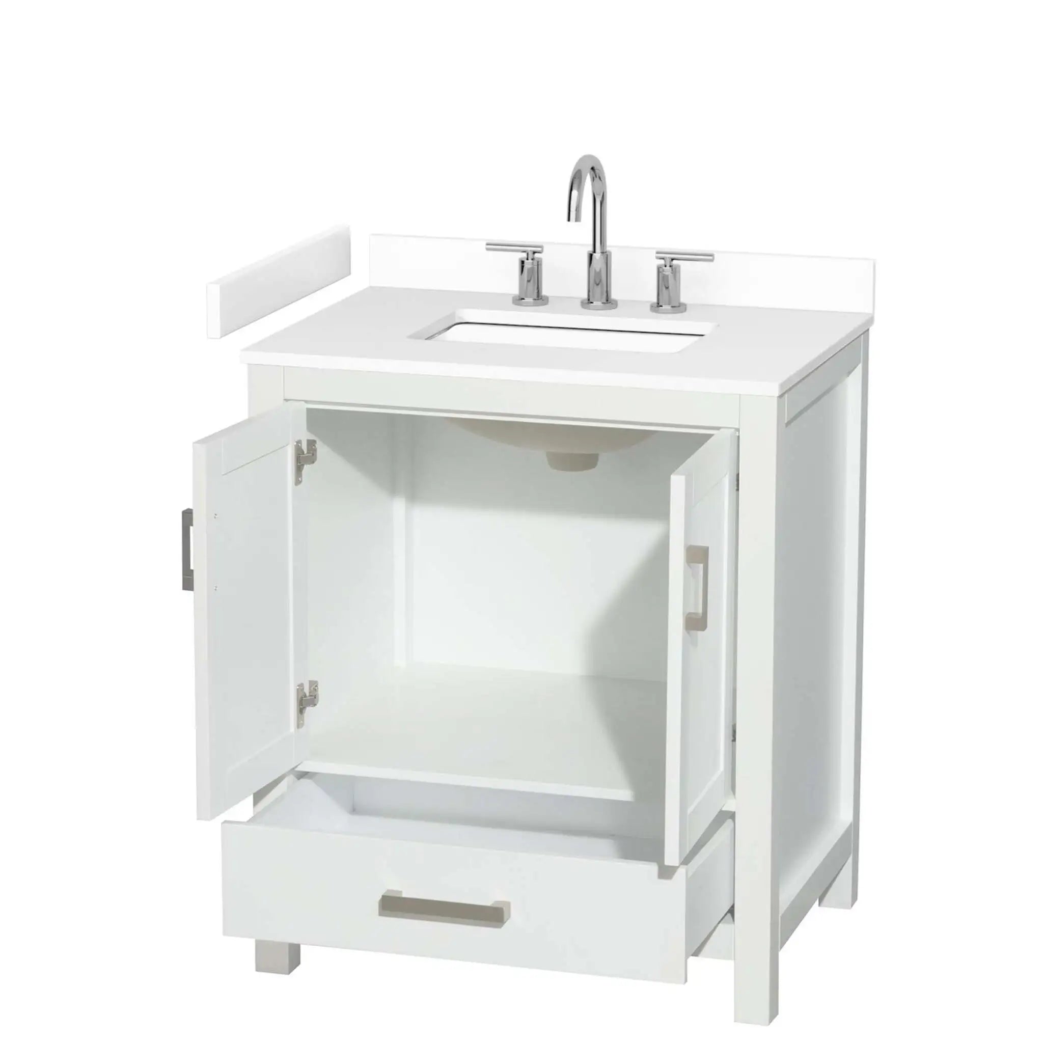 30" Sheffield Single Bathroom Vanity in White with Brushed Chrome Trim by Wyndham