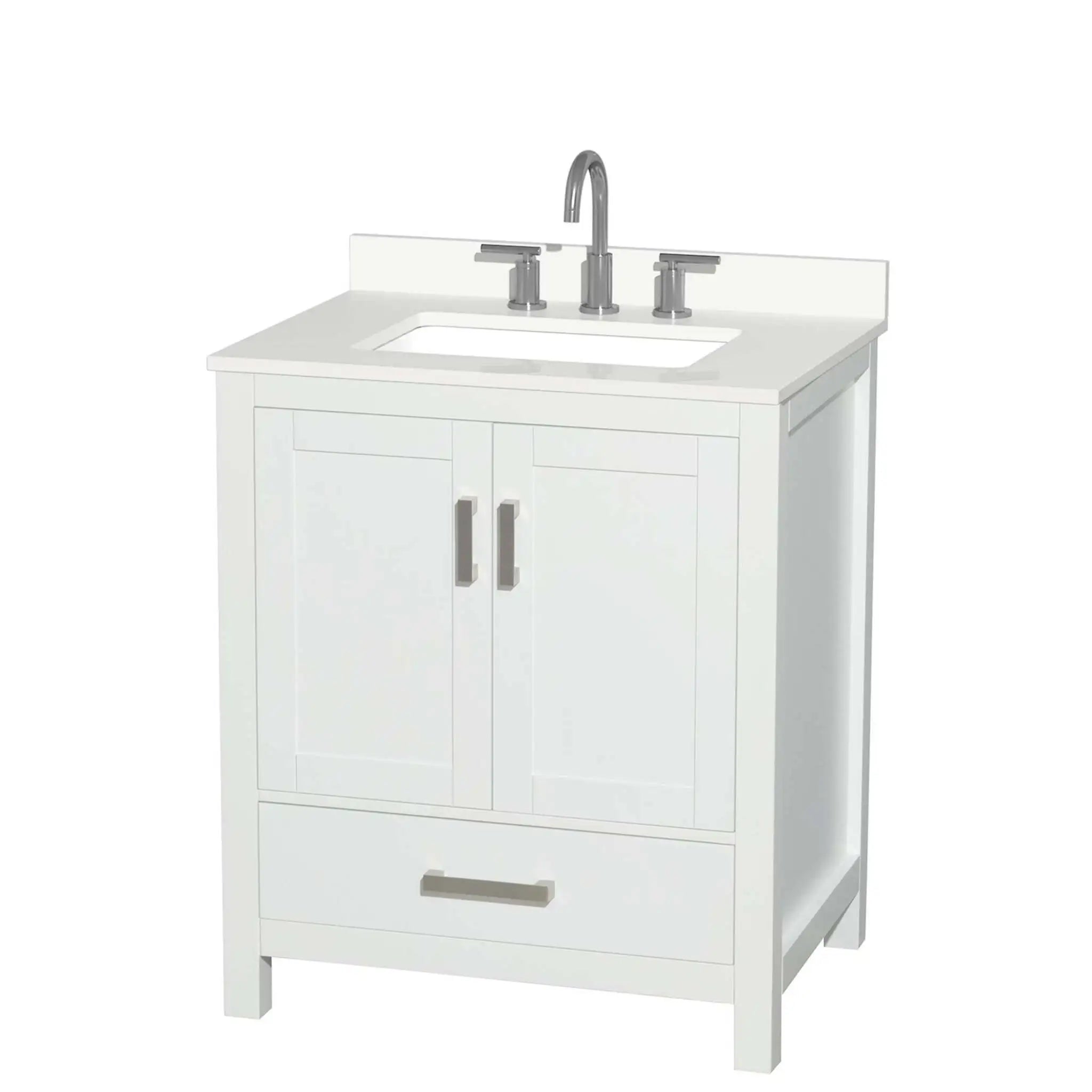 30" Sheffield Single Bathroom Vanity in White with Brushed Chrome Trim by Wyndham